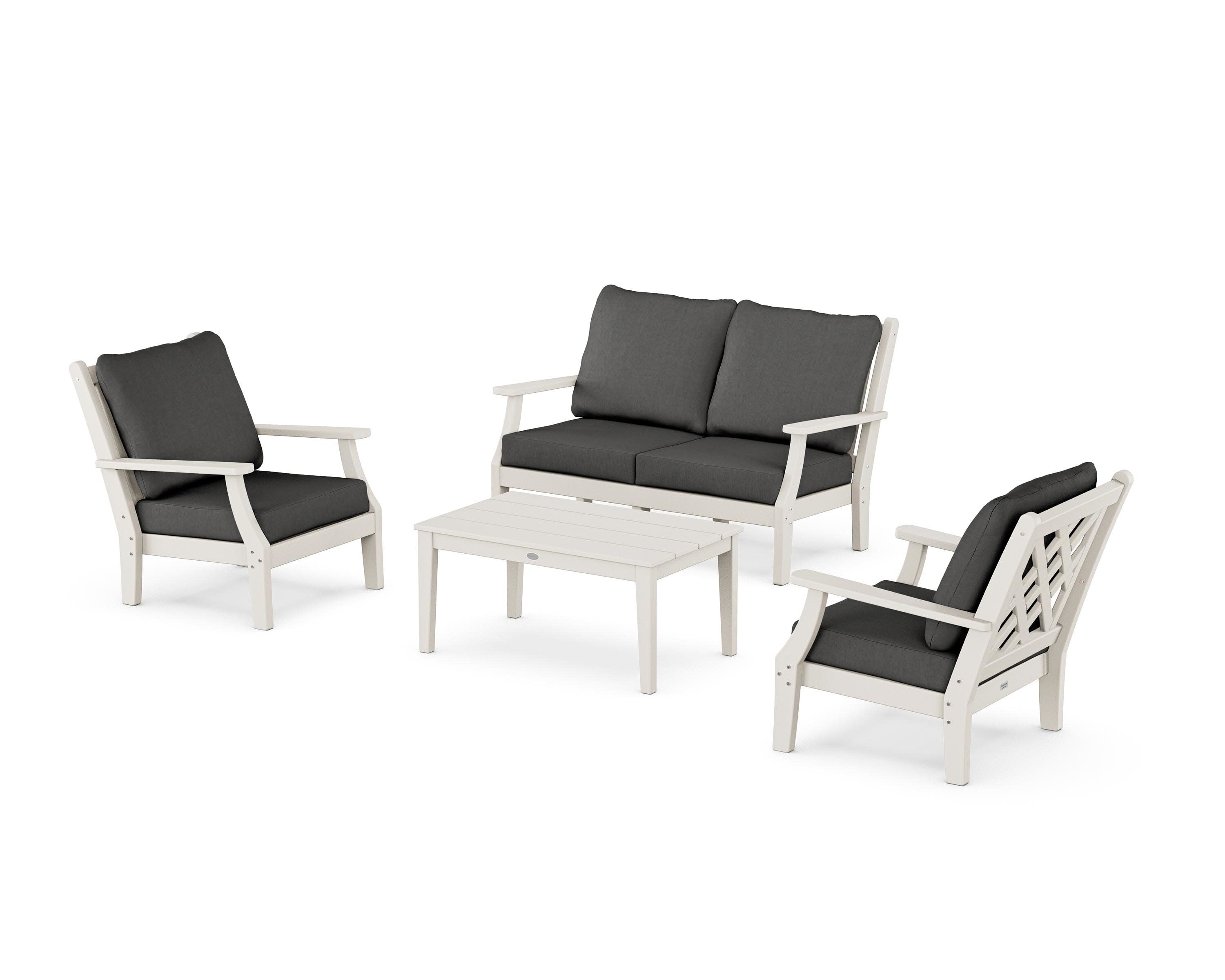Wovendale 4-Piece Deep Seating Set with Loveseat in Sand / Spectrum Carbon