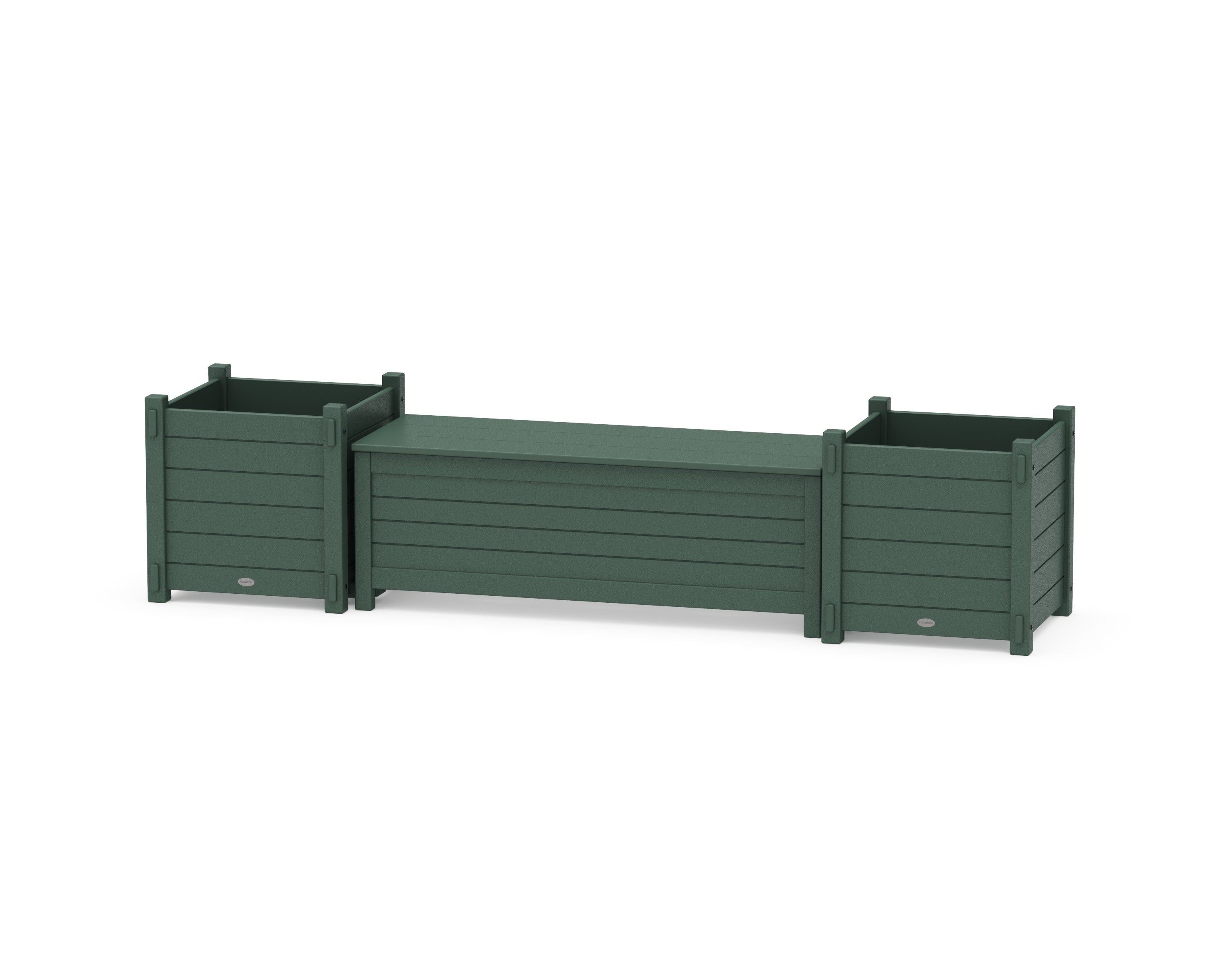 48" Nautical Straight Planter Storage Bench Set- Large in Green