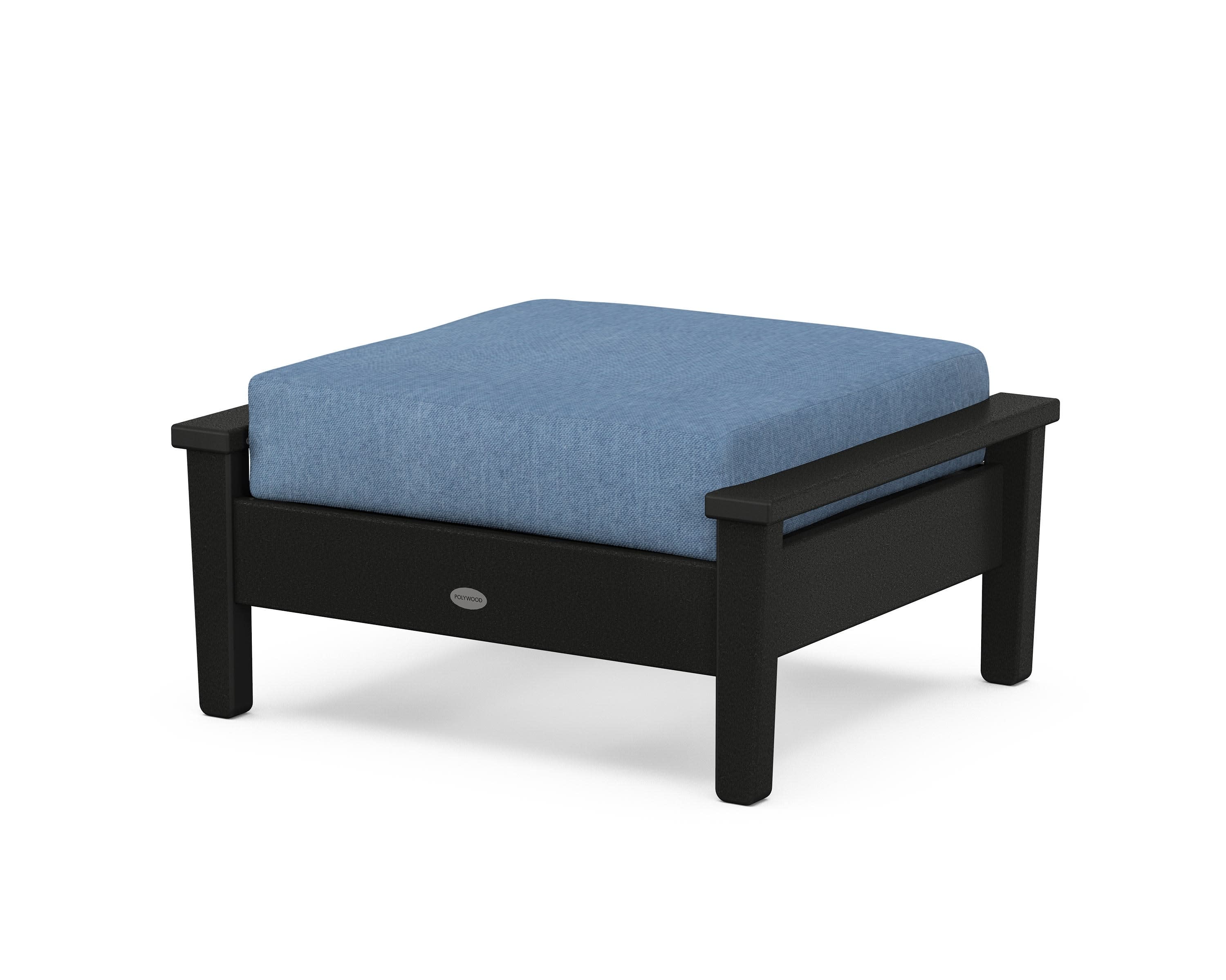 Prescott Deep Seating Ottoman in Black / Sky Blue