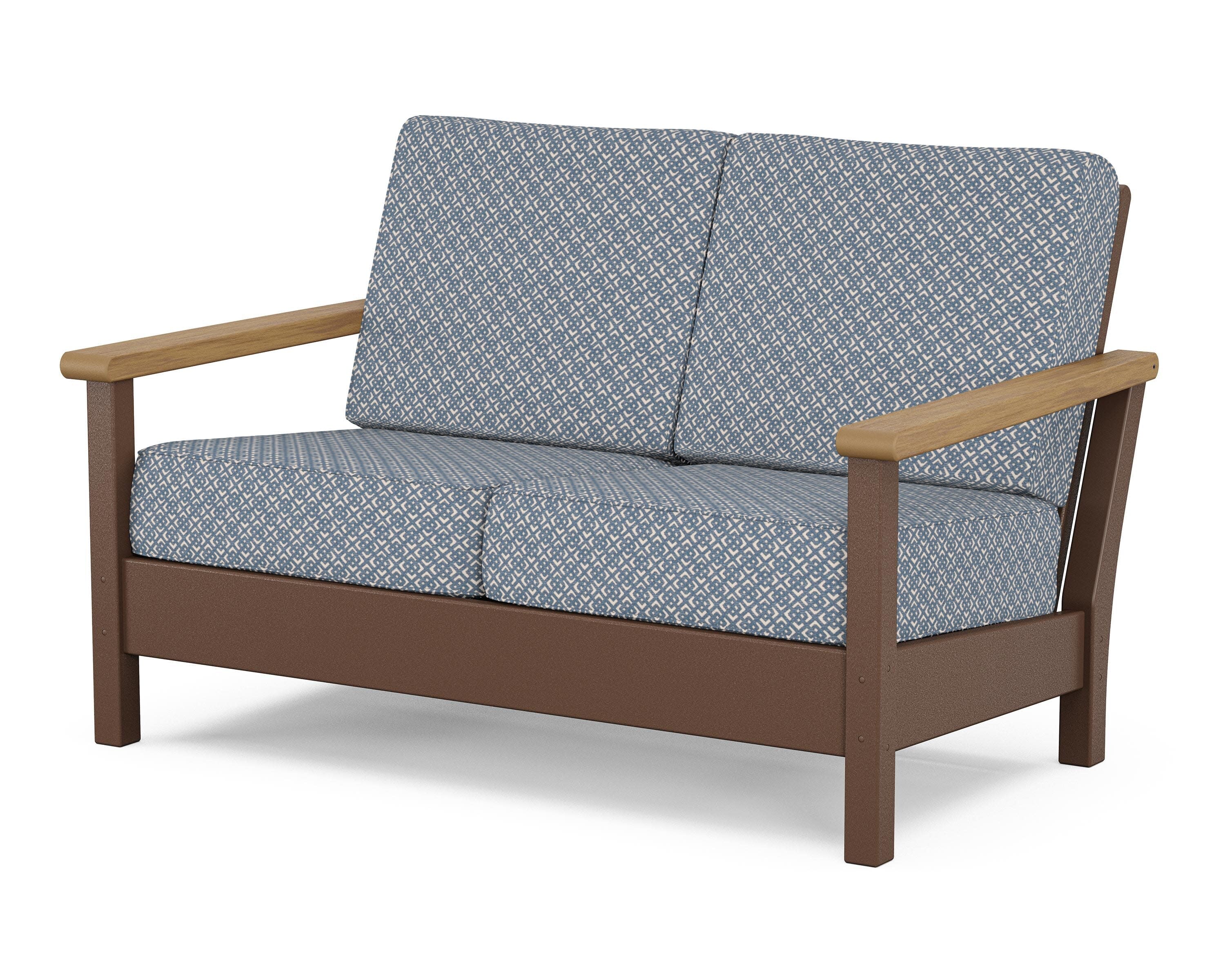 Harbour Deep Seating Loveseat in Mahogany / Natural / Hopscotch