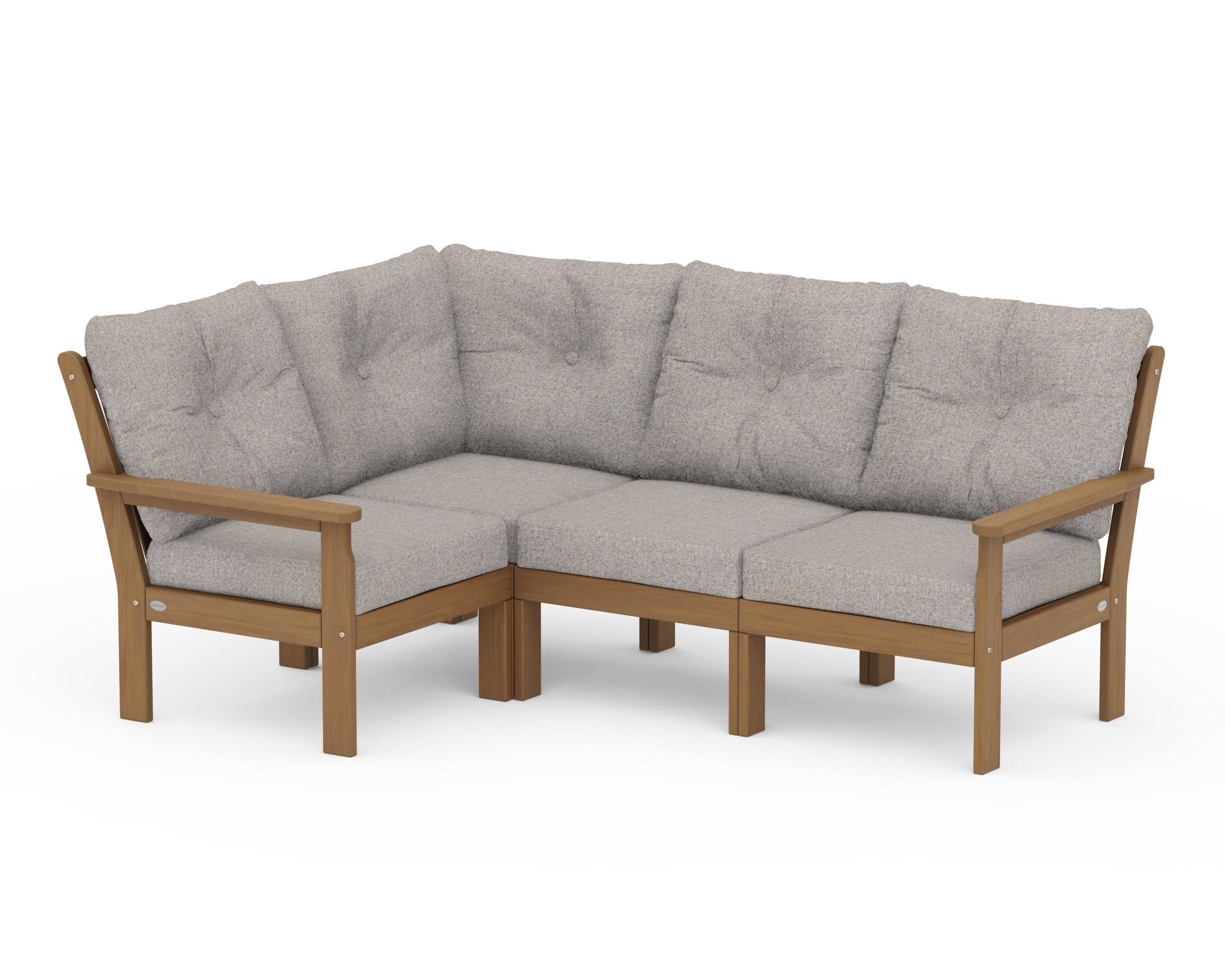 Vineyard 4-Piece Sectional in Natural / Weathered Tweed