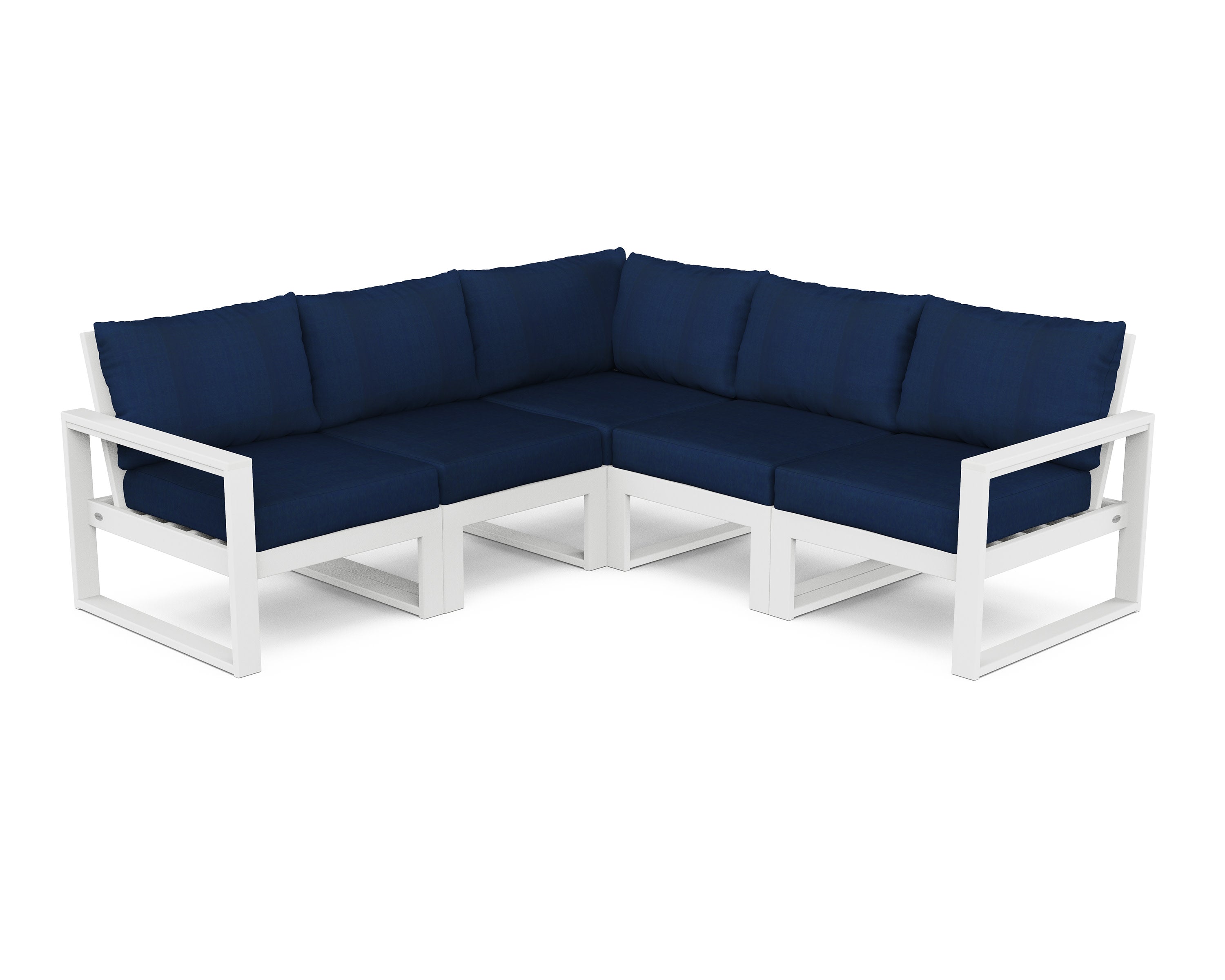 EDGE 5-Piece Modular Deep Seating Set in White / Navy