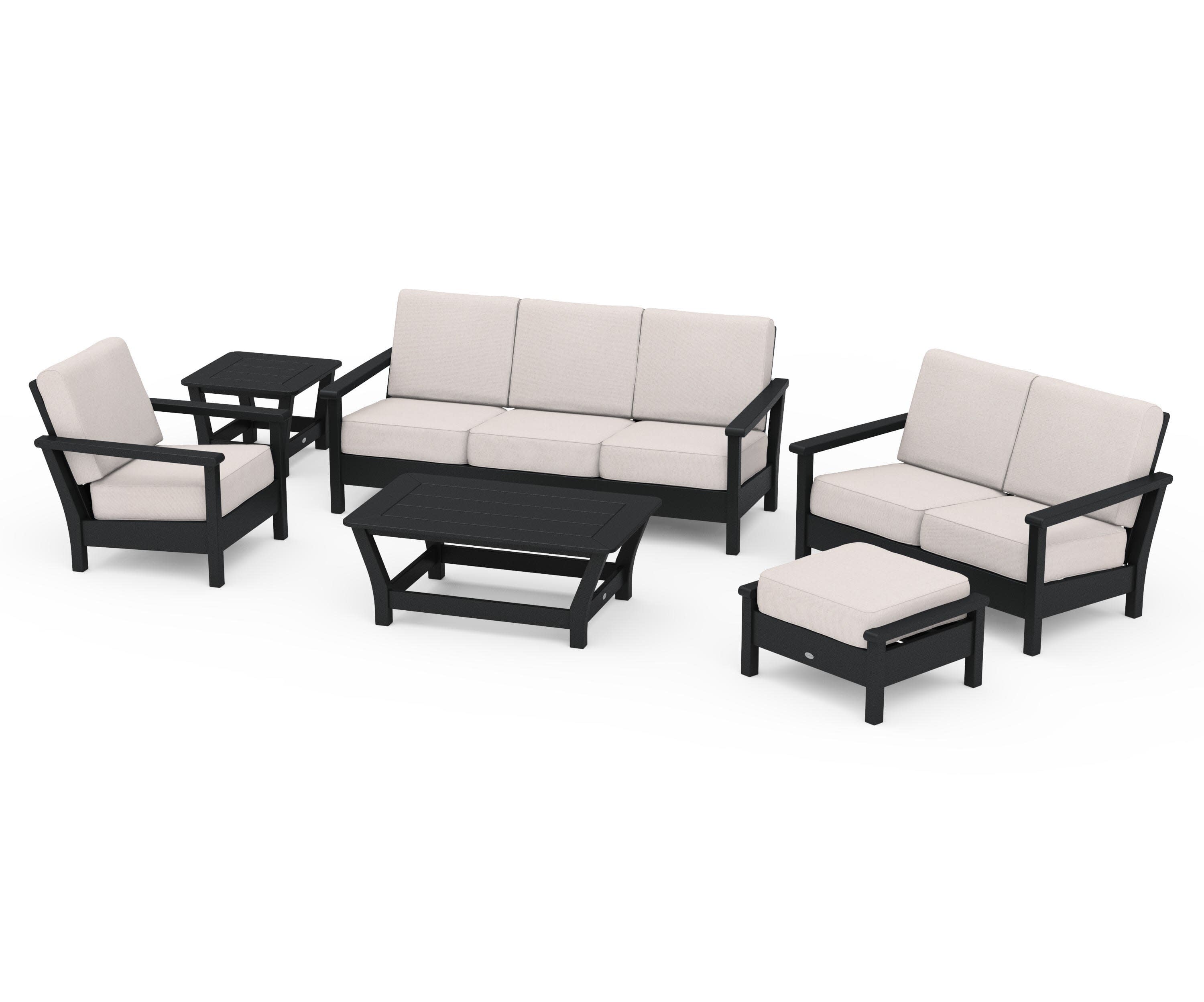 Harbour 6-Piece Outdoor Living Set in Black / Dune Burlap