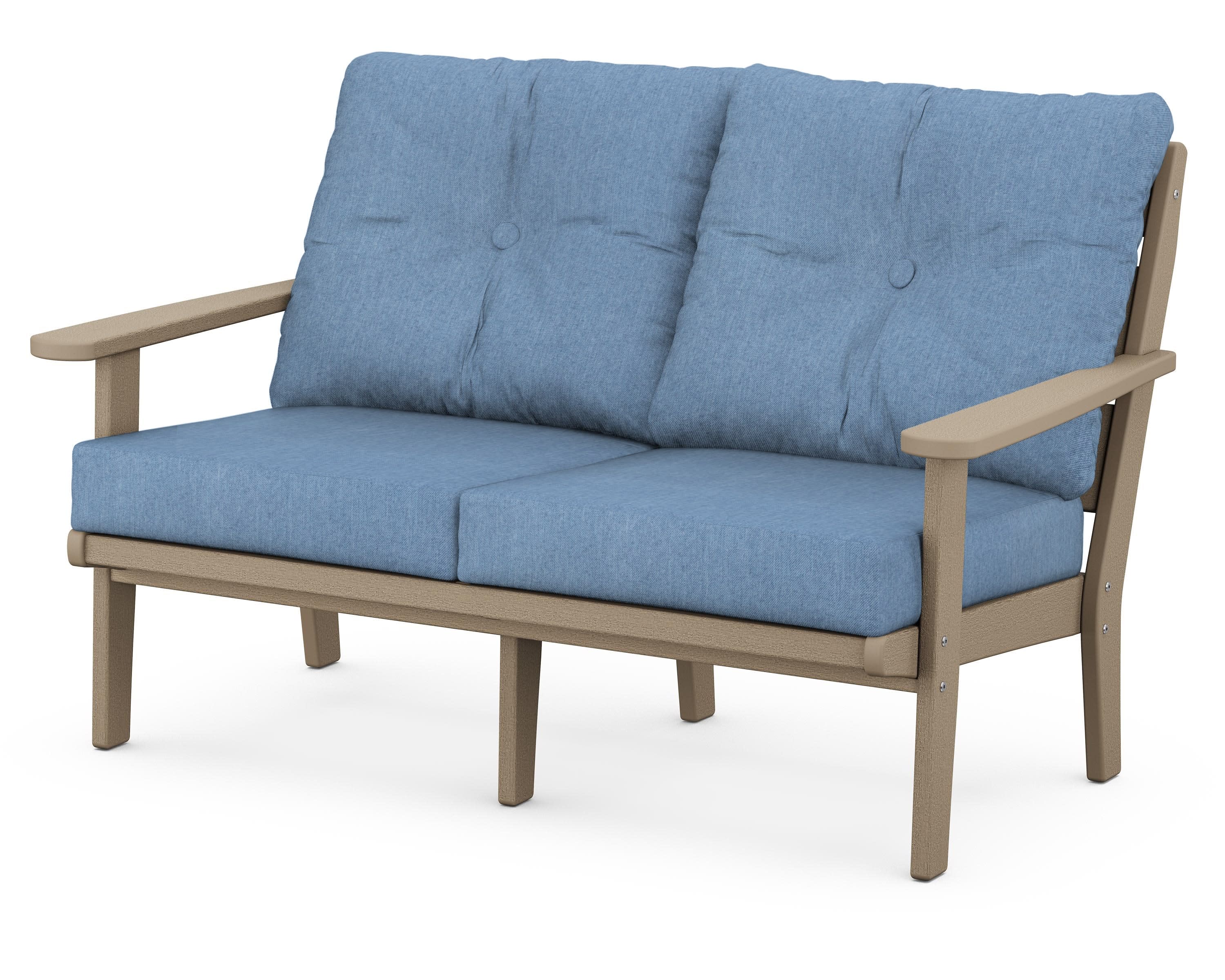Lakeside Deep Seating Loveseat in Vintage Sahara / Sky Blue