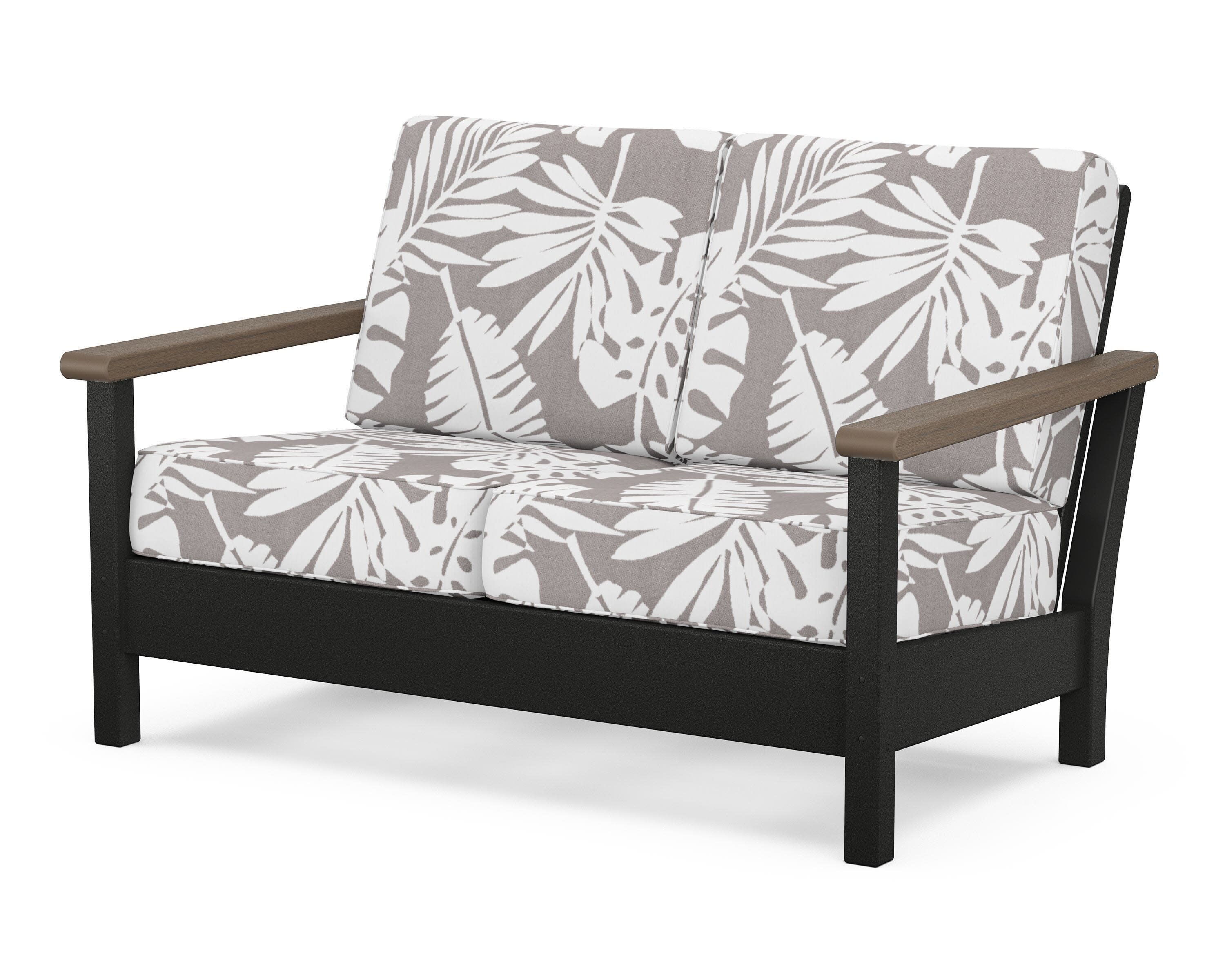 Harbour Deep Seating Loveseat in Black / Kona / Leaf Grey Mist
