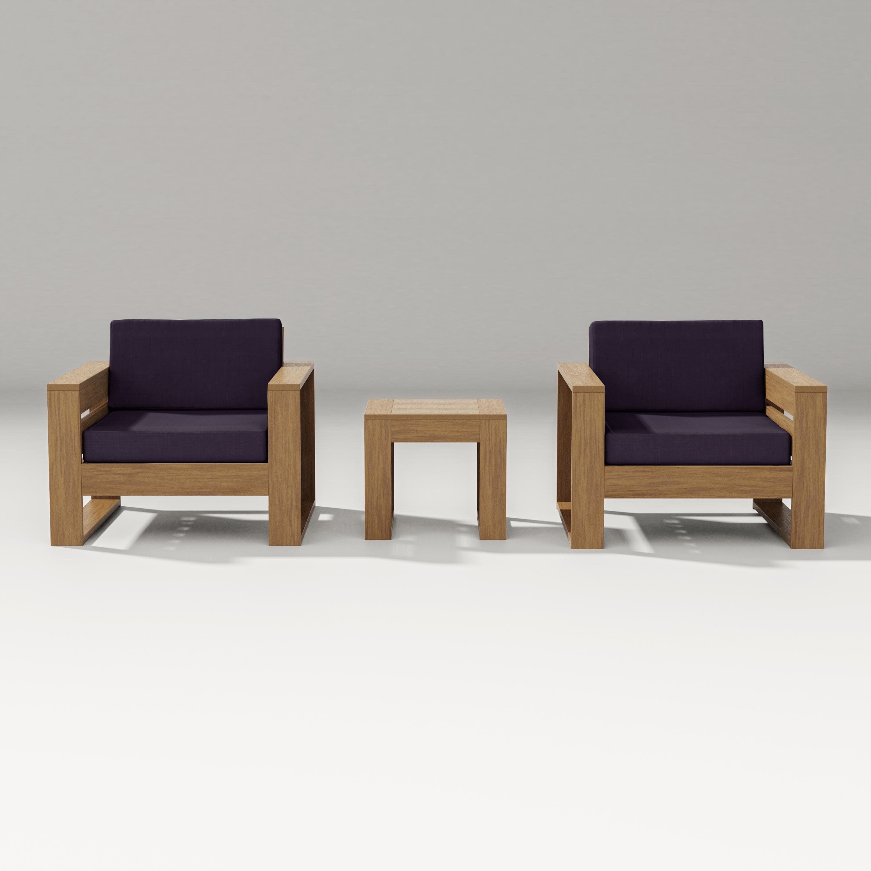 Latitude 3-Piece Lounge Chair Set in Natural / Navy Linen