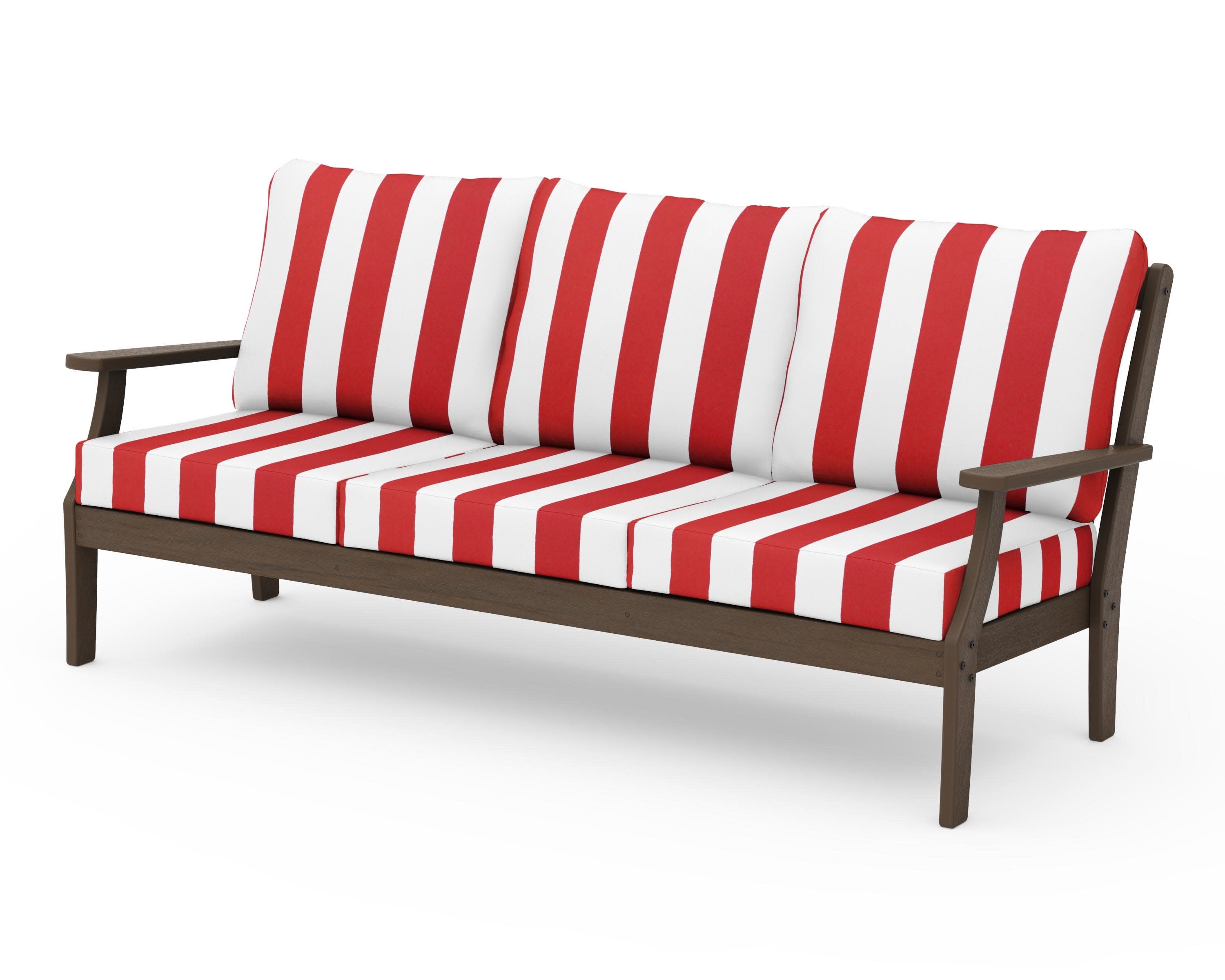 Braxton Deep Seating Sofa in Kona / Cabana Stripe Crimson