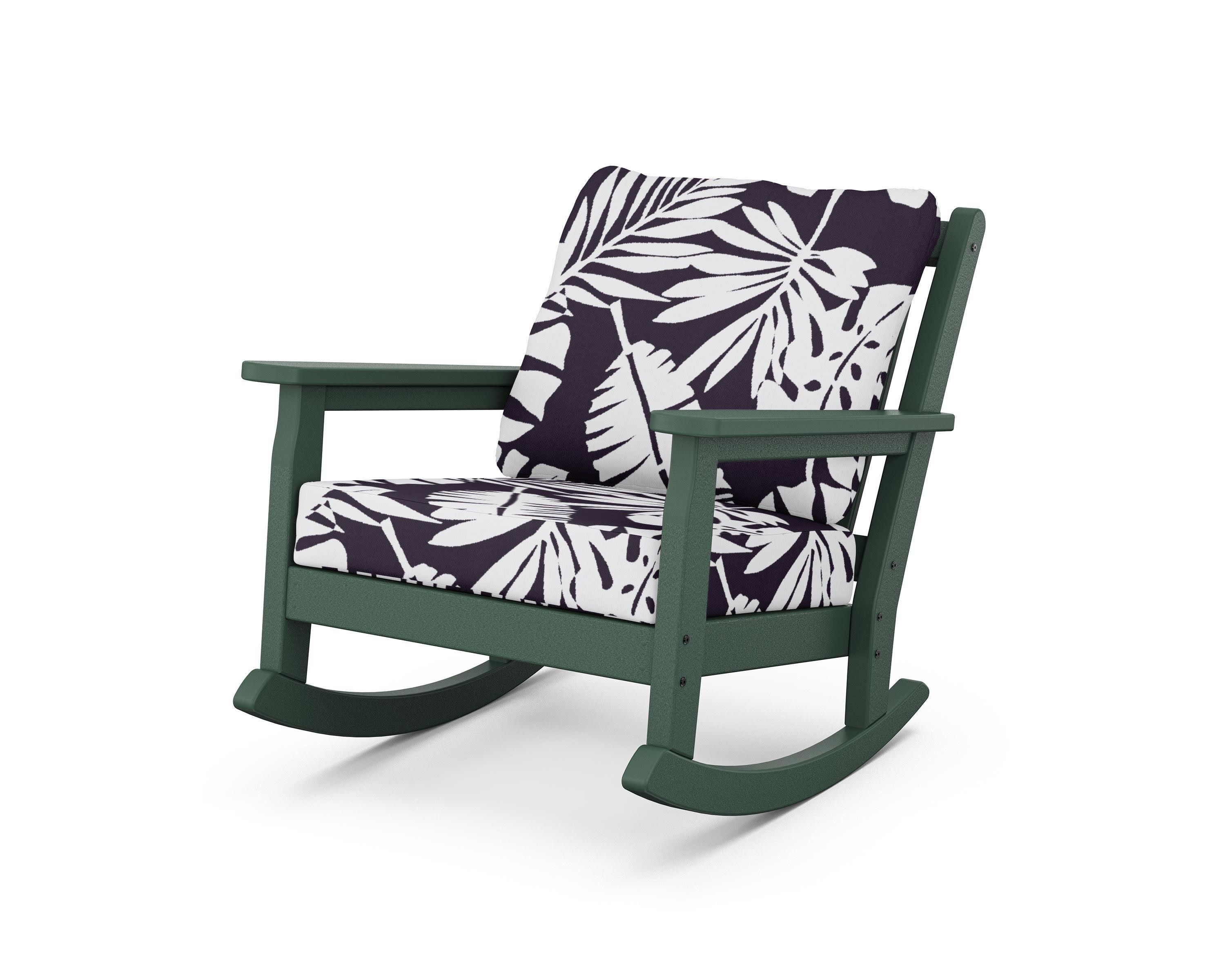 Chippendale Deep Seating Rocking Chair in Green / Leaf Navy