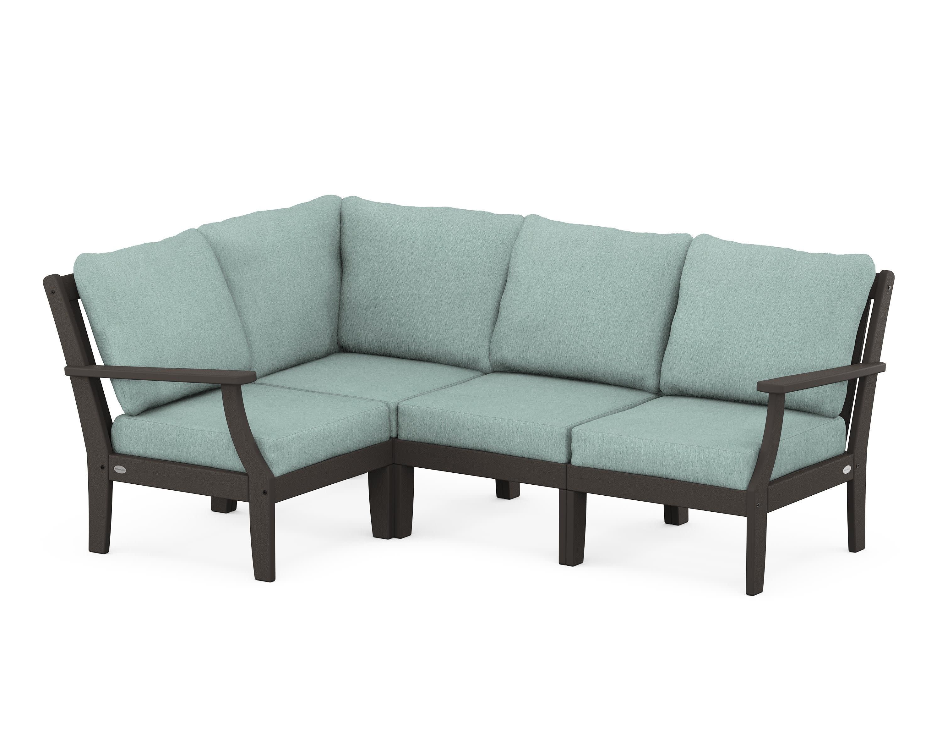 Braxton Modular 4-Piece Deep Seating Set in Vintage Coffee / Glacier Spa