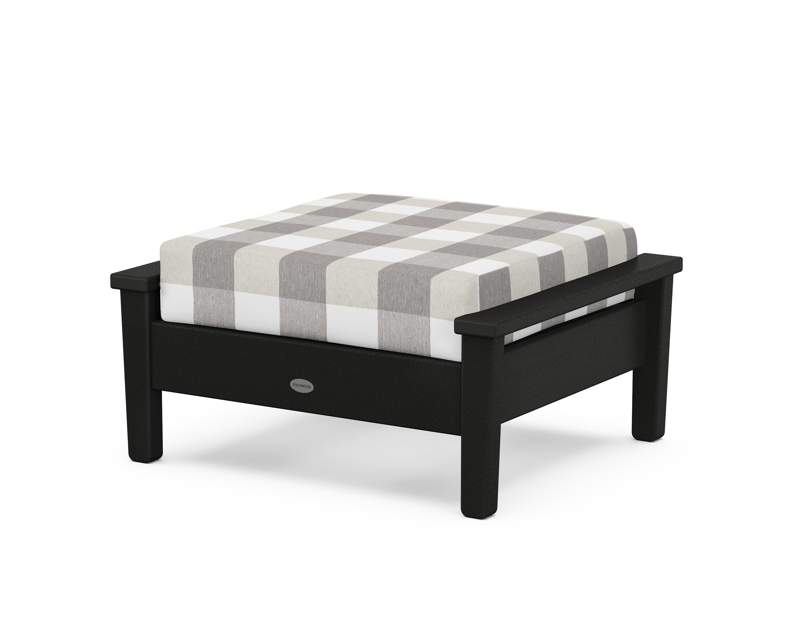 Prescott Deep Seating Ottoman in Black / Buffalo Plaid Grey Mist