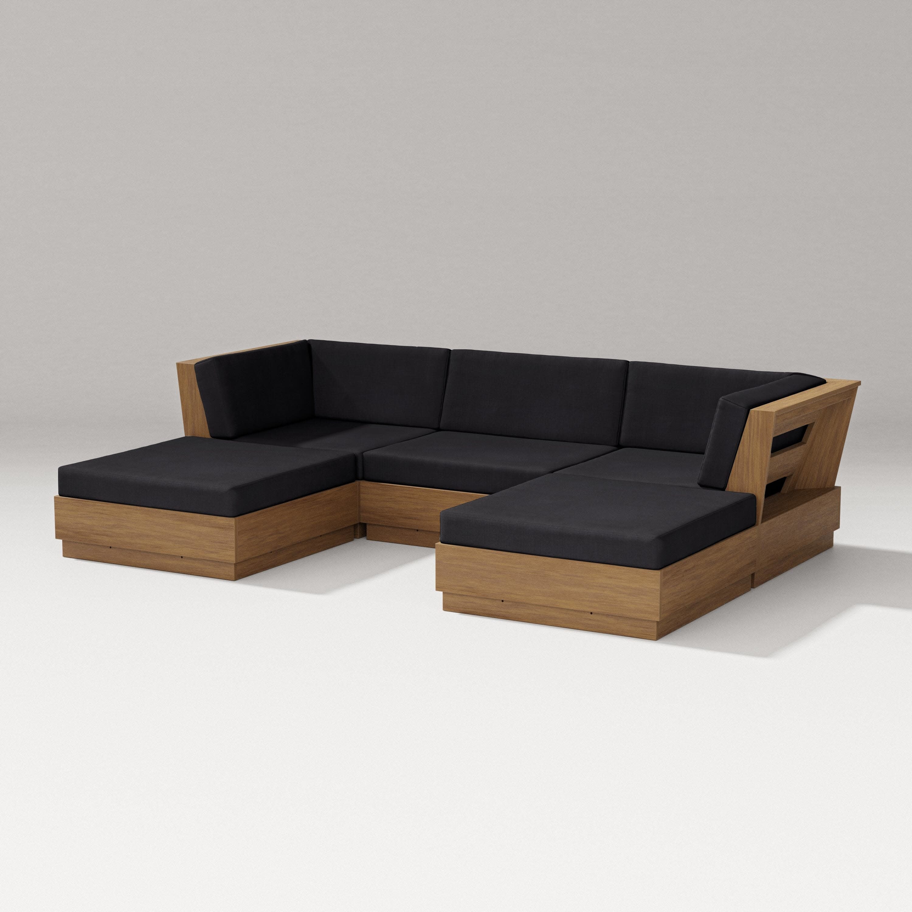 Elevate Double Chaise Sectional in Natural / Midnight Linen