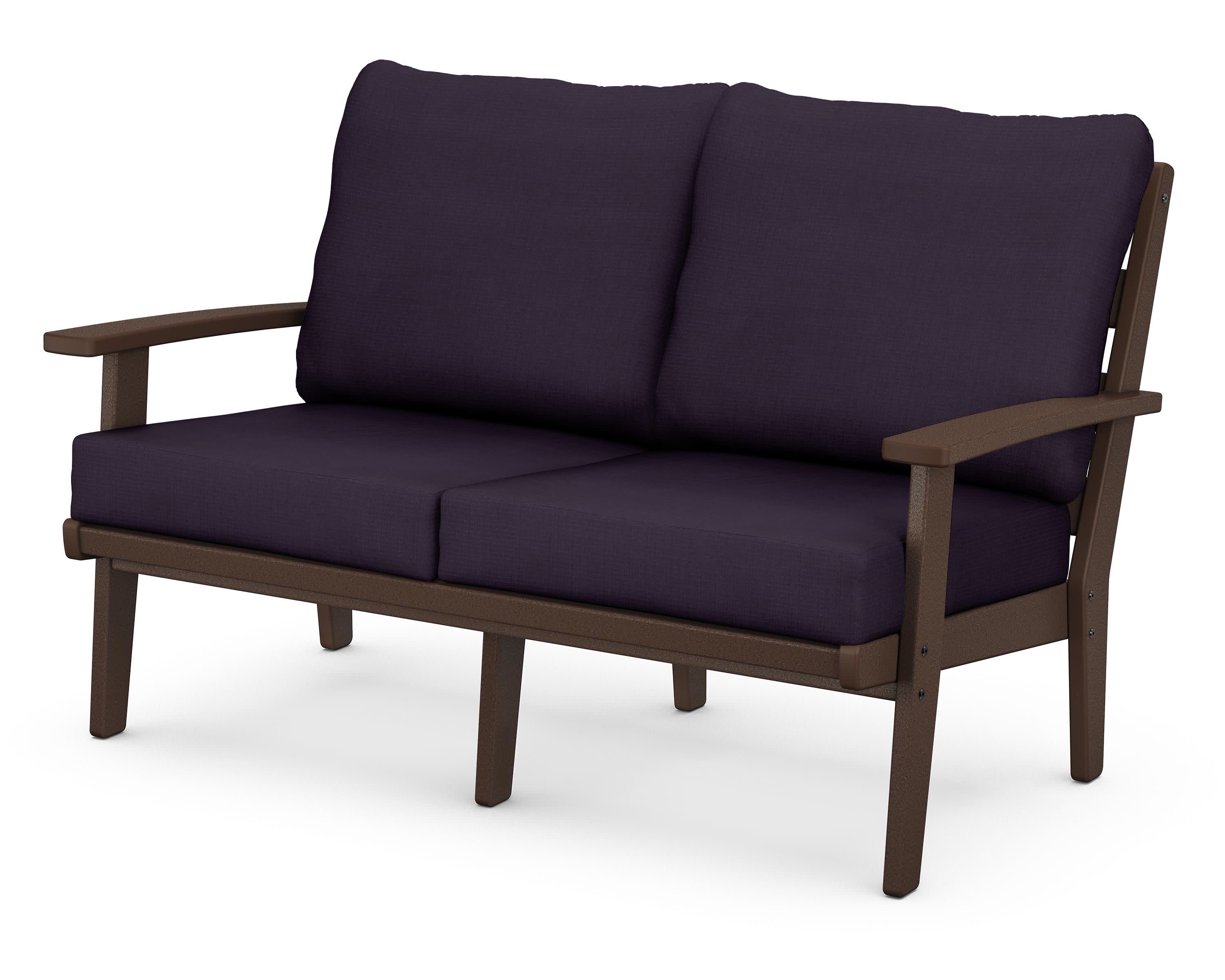Grant Park Deep Seating Loveseat in Mahogany / Navy Linen