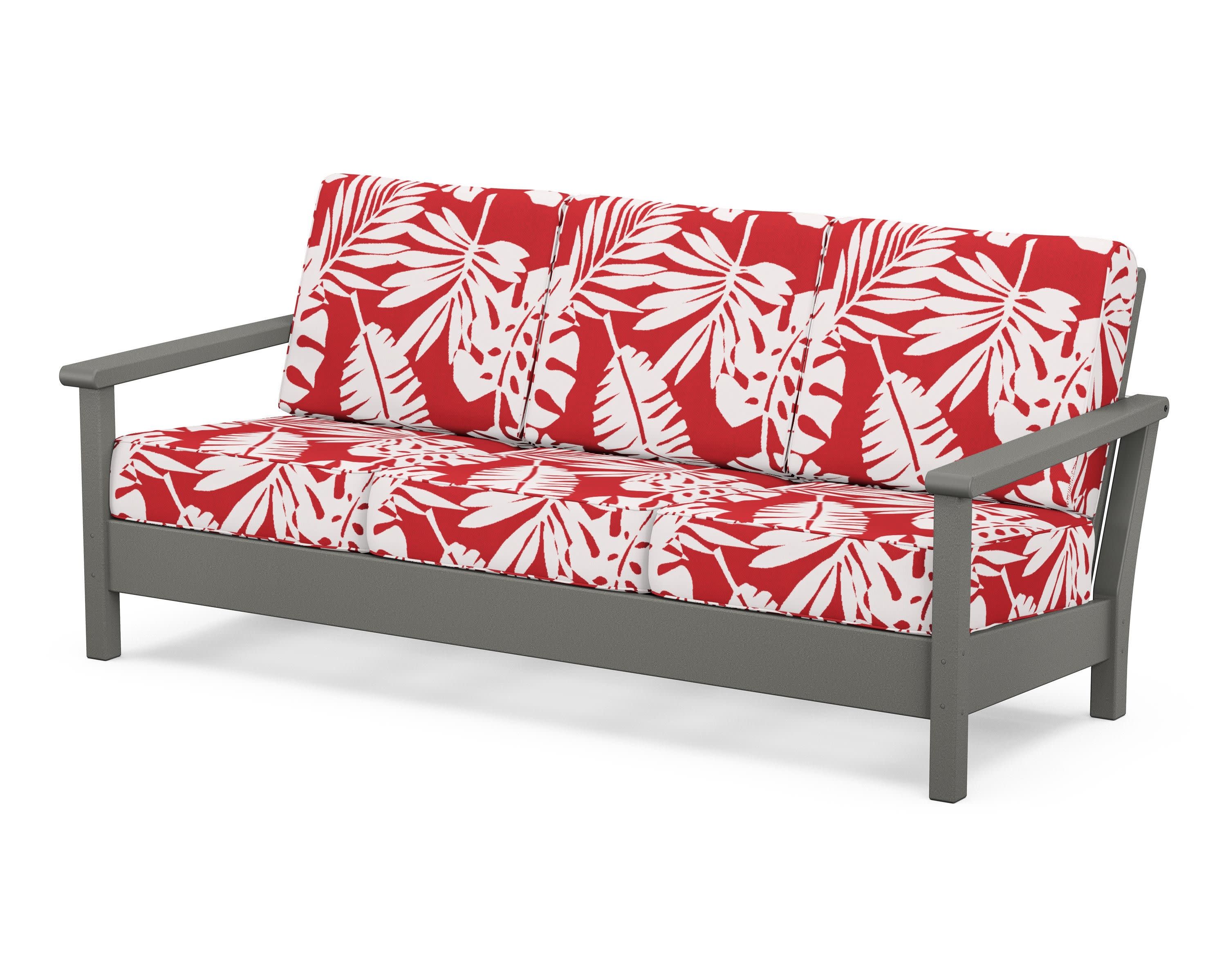 Harbour Deep Seating Sofa in Slate Grey / Leaf Crimson