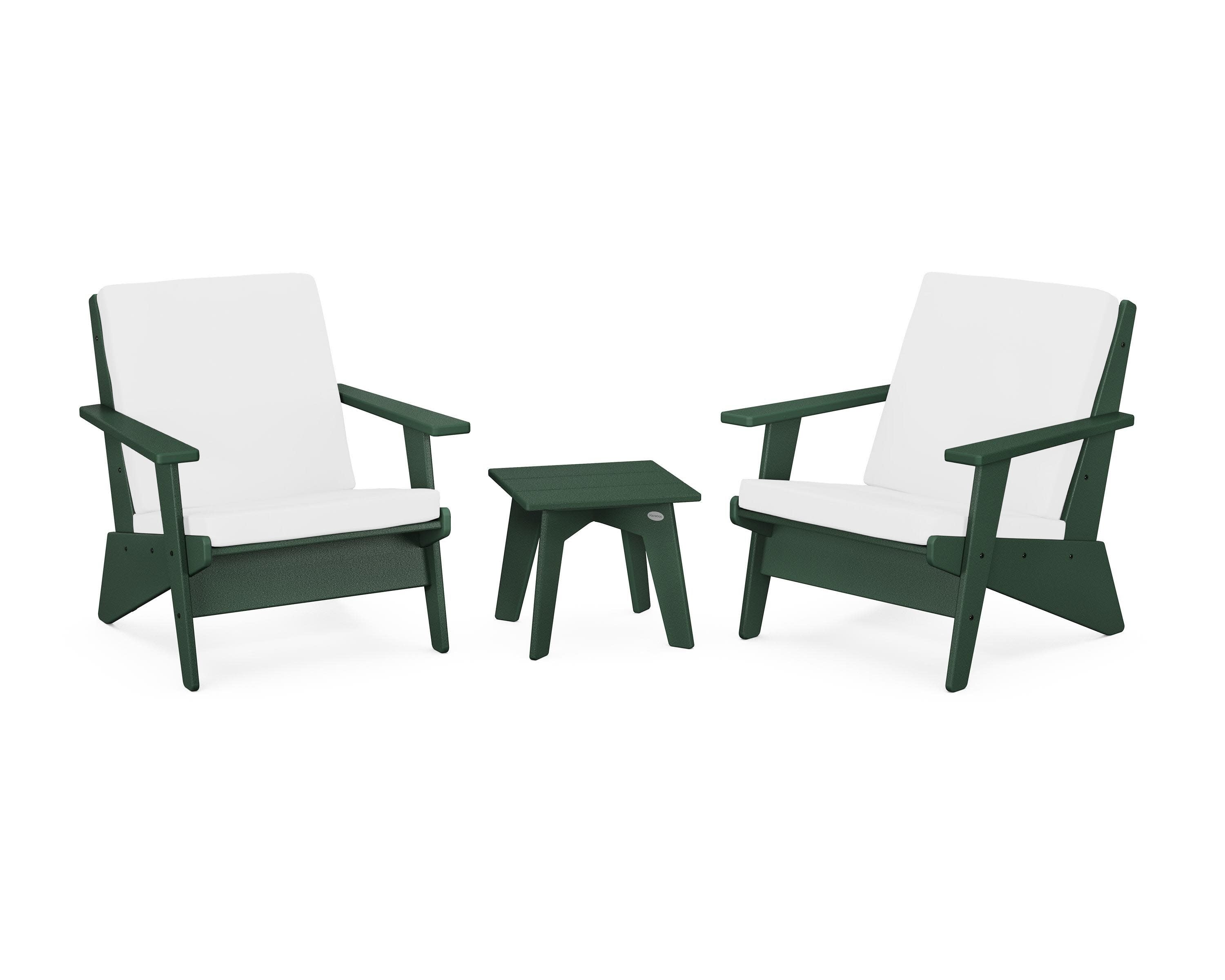 Riviera Modern Lounge 3-Piece Set in Green / Natural