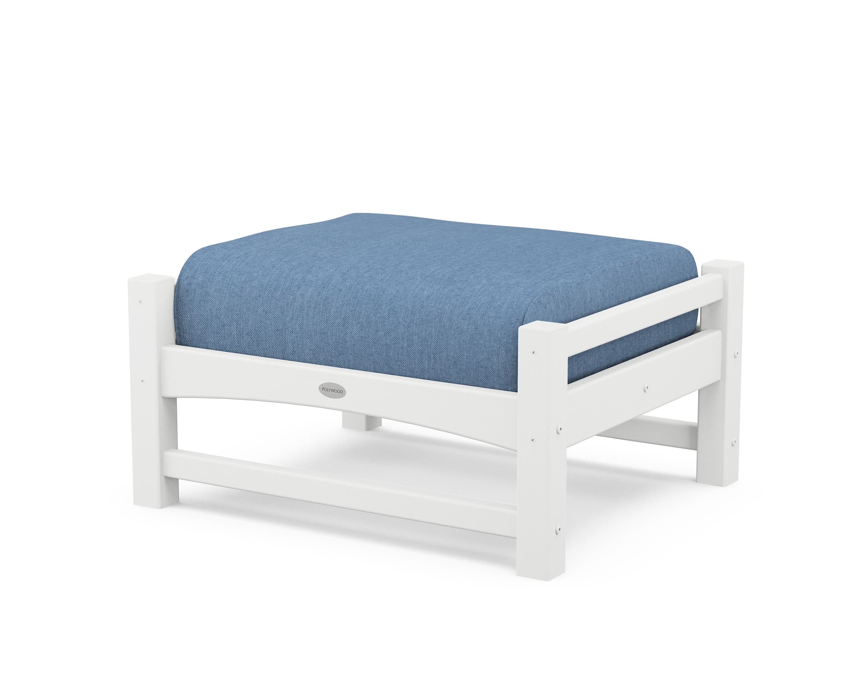 Club Ottoman in White / Sky Blue