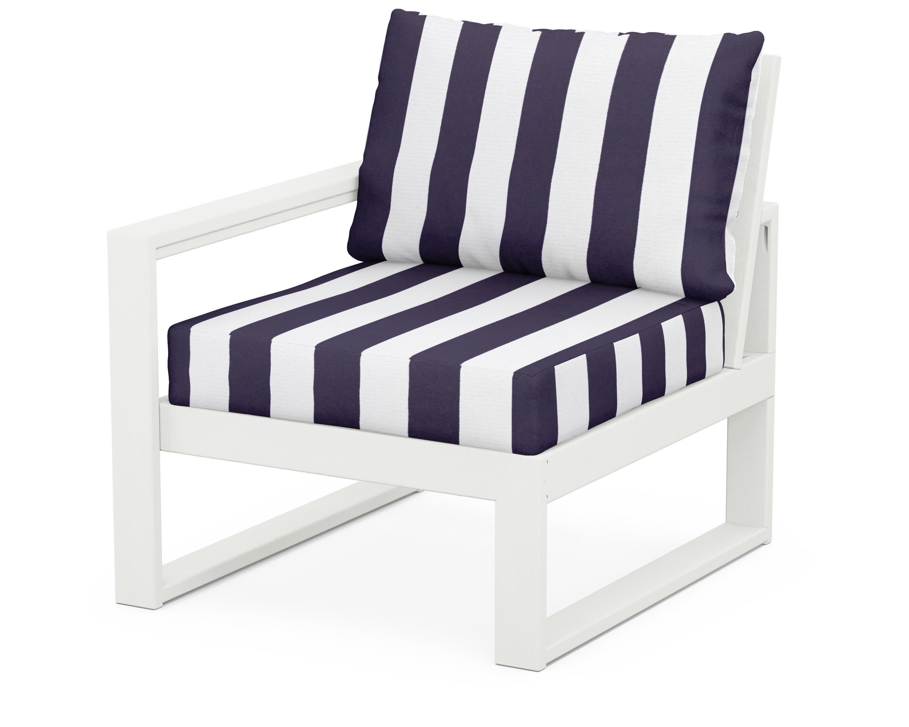 EDGE Modular Left Arm Chair in Vintage White / Cabana Stripe Navy