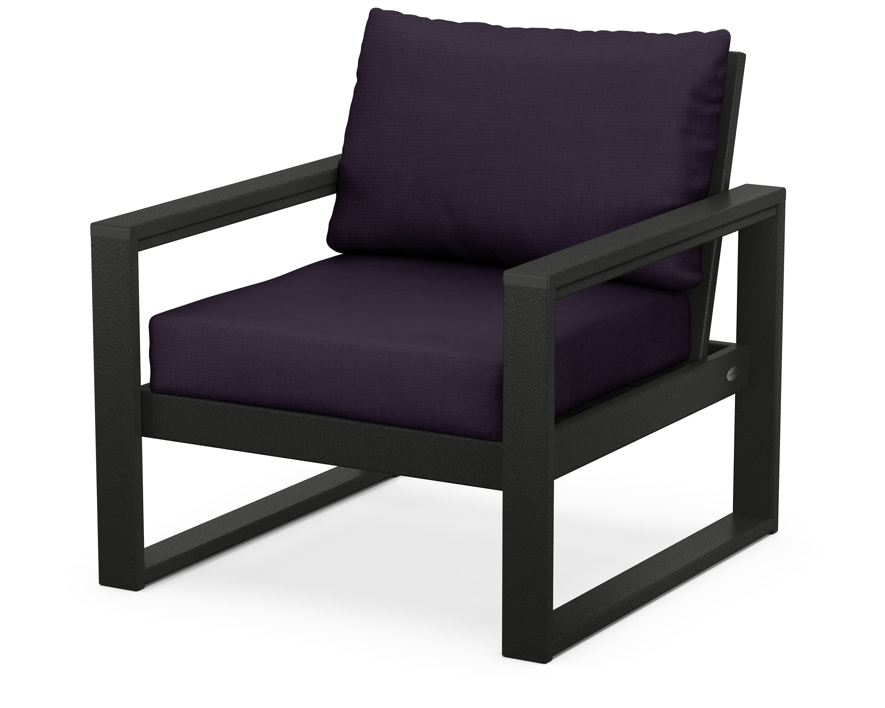 EDGE Club Chair in Black / Navy Linen