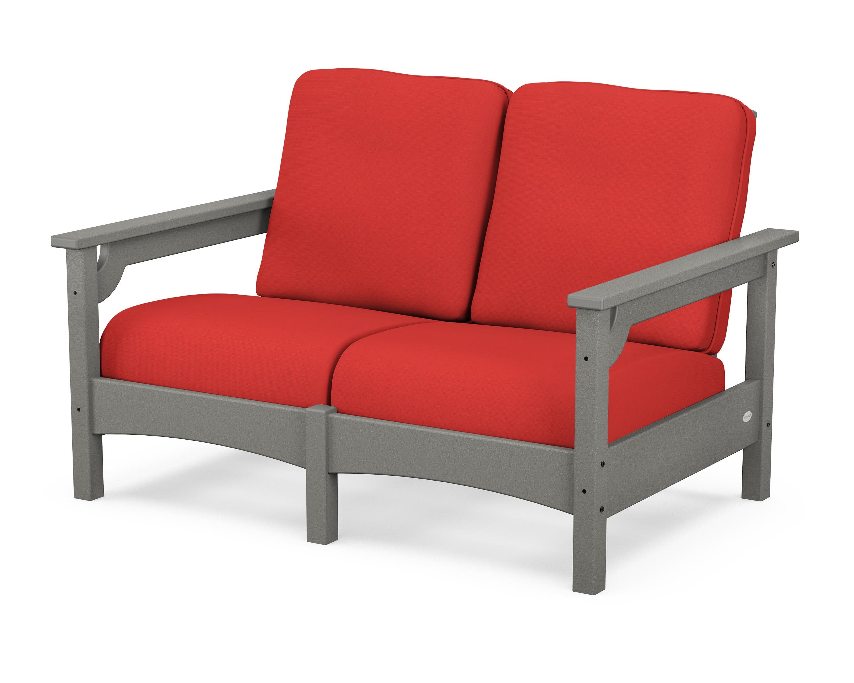 Club Loveseat in Slate Grey / Crimson Linen