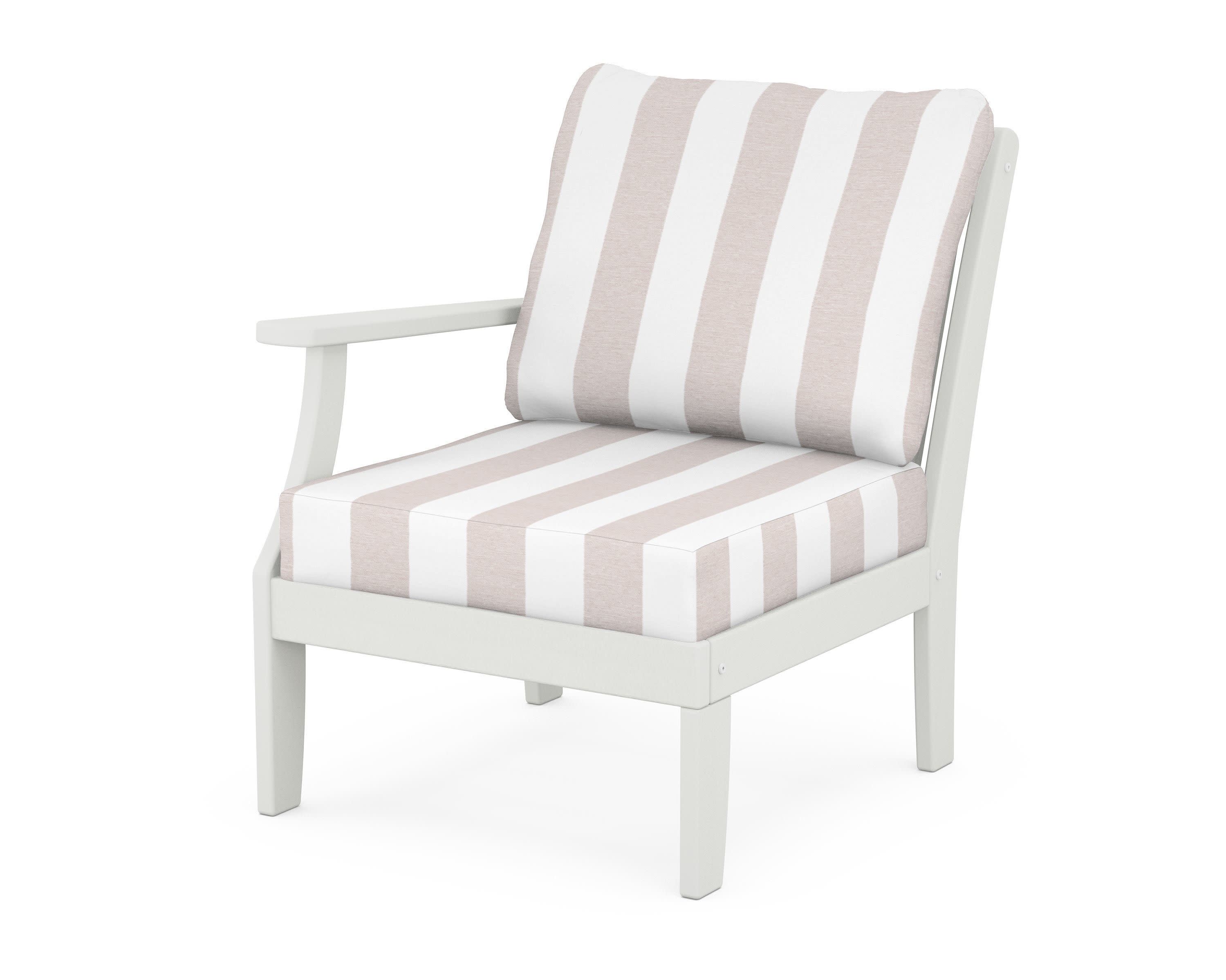 Braxton Modular Left Arm Chair in Vintage White / Cabana Stripe Dune Burlap