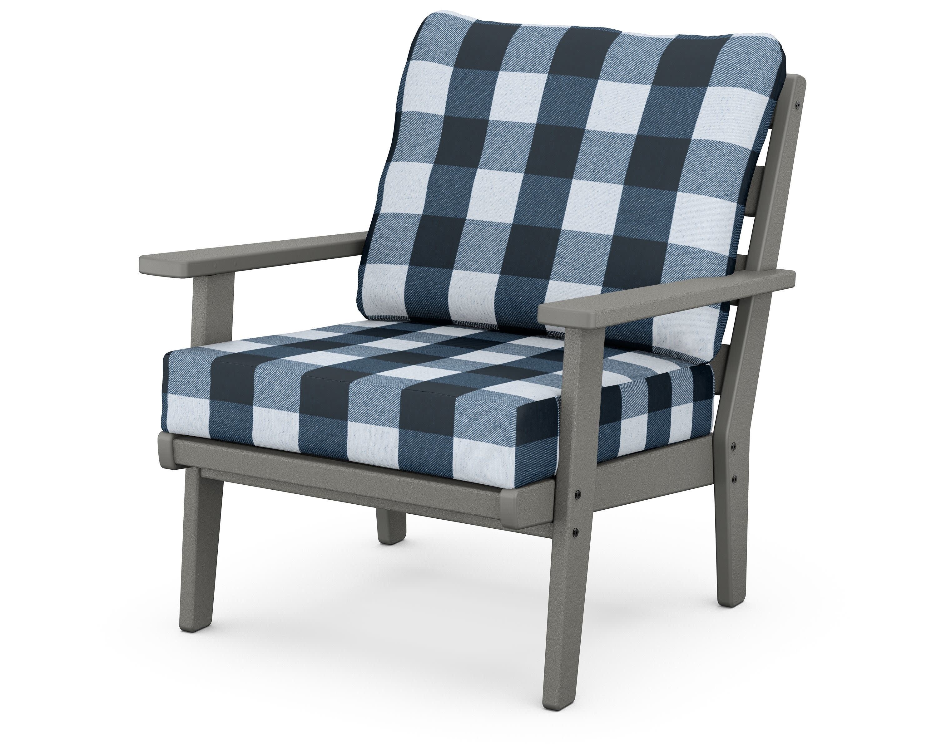 Grant Park Deep Seating Chair in Slate Grey / Buffalo Plaid Marine Indigo