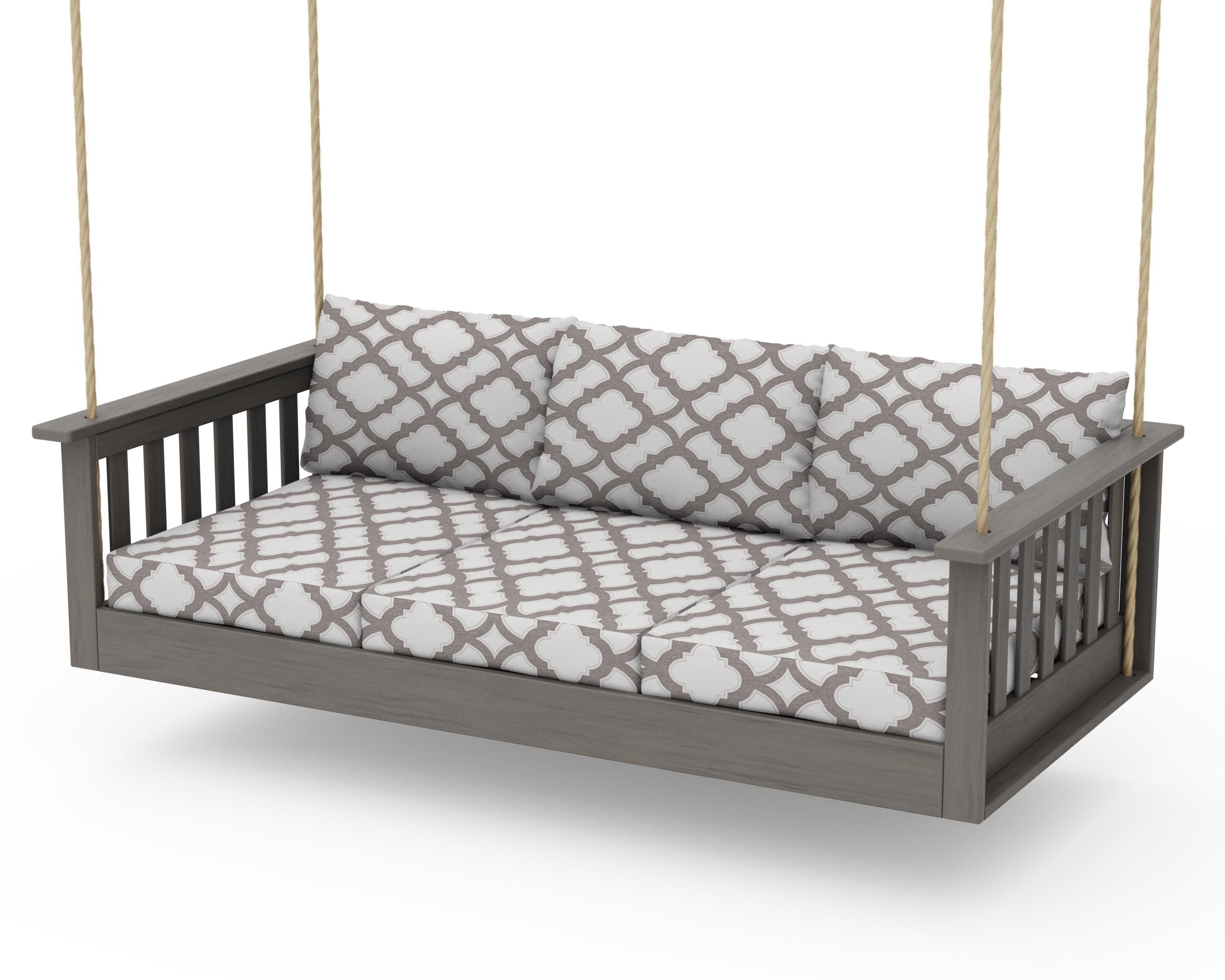 Vineyard Daybed Swing in Driftwood / Trellis Grey Mist