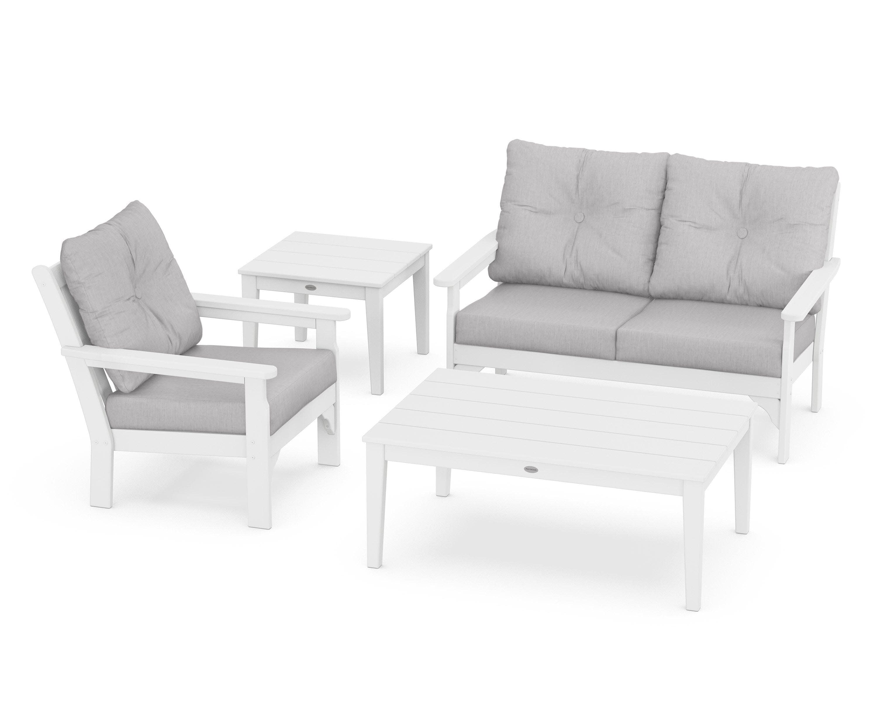 Vineyard 4-Piece Deep Seating Set in White / Granite