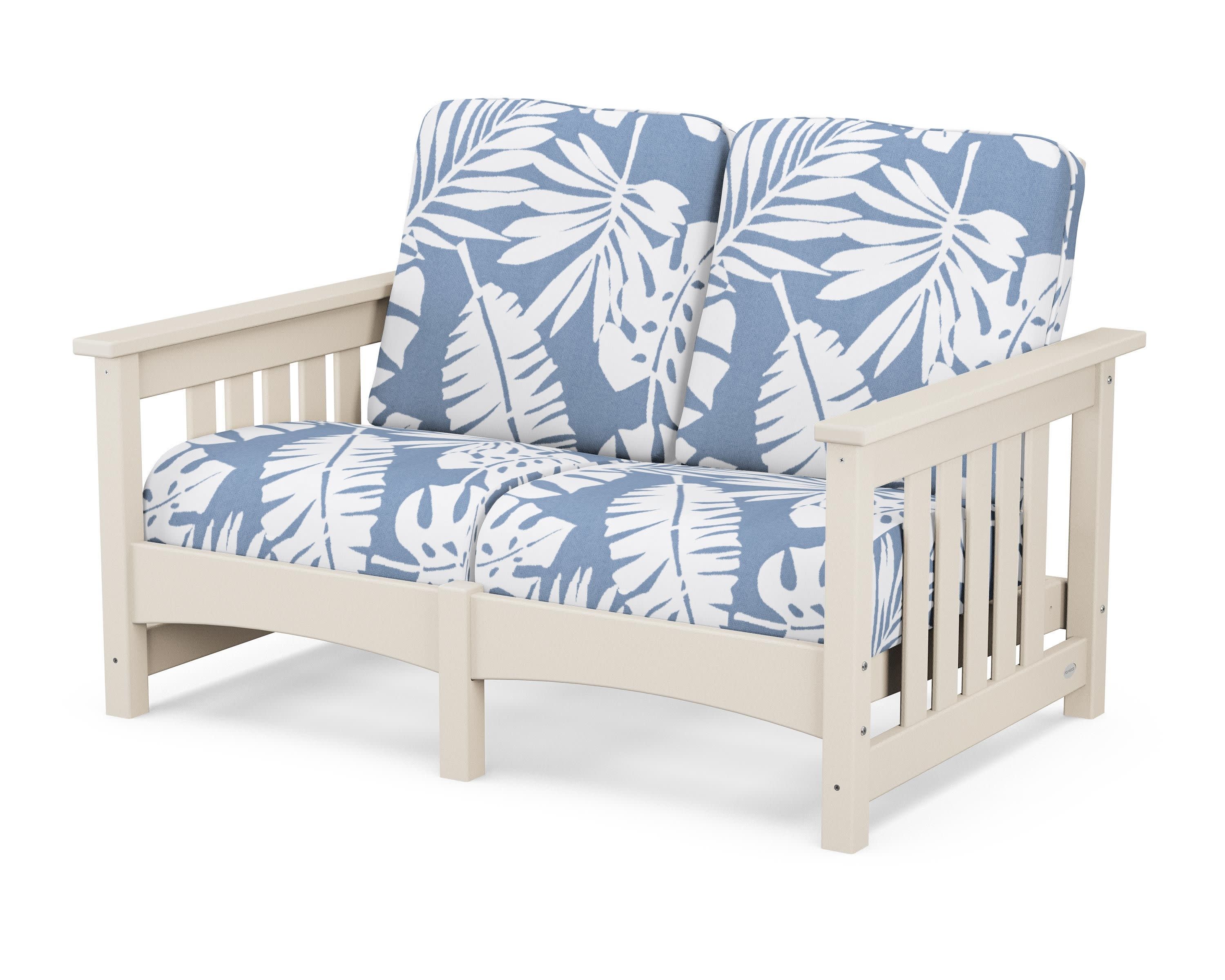 Club Mission Loveseat in Sand / Leaf Sky Blue