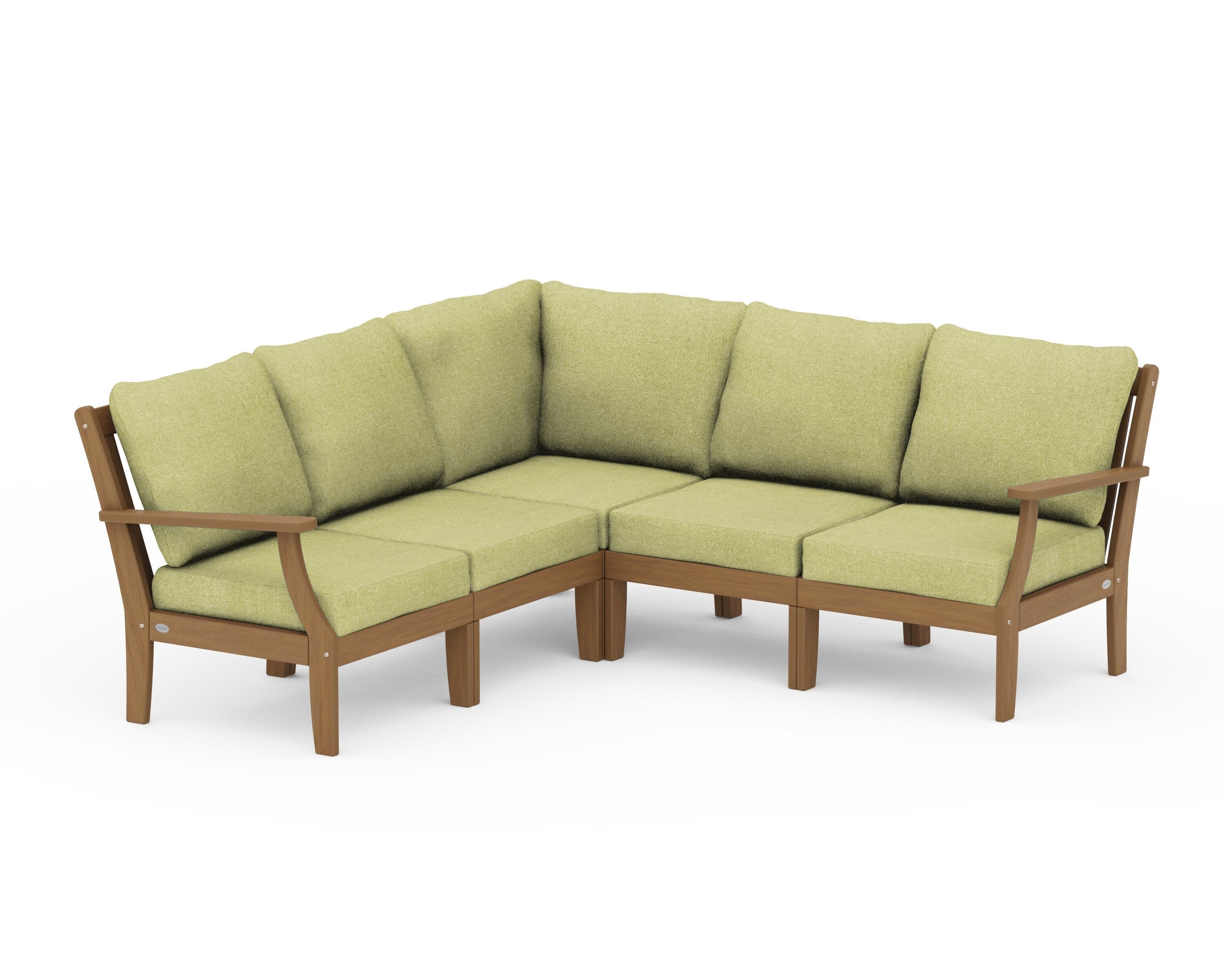 Braxton Modular 5-Piece Deep Seating Set in Natural / Chartreuse Boucle