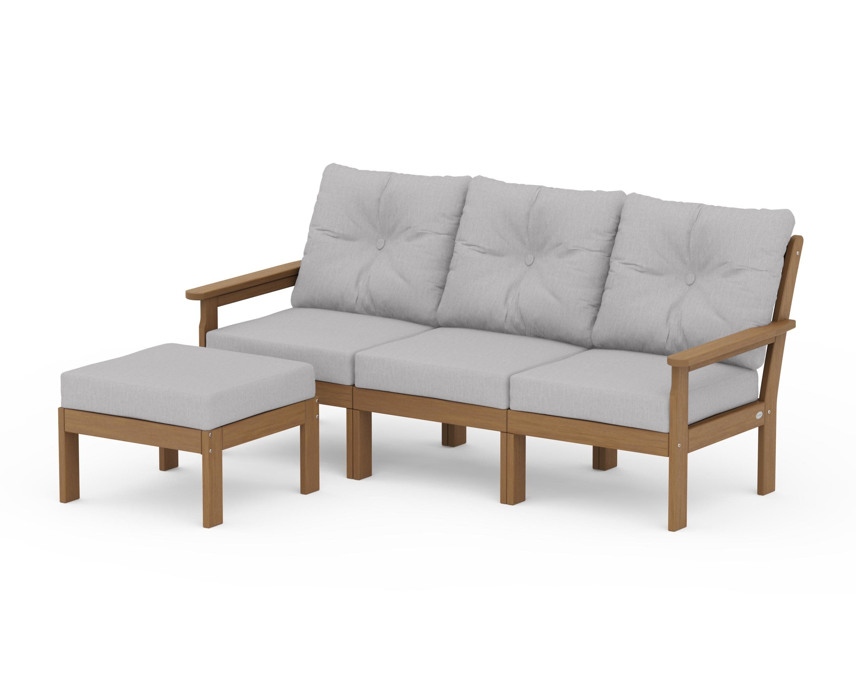 Vineyard 4-Piece Sectional with Ottoman in Natural / Granite