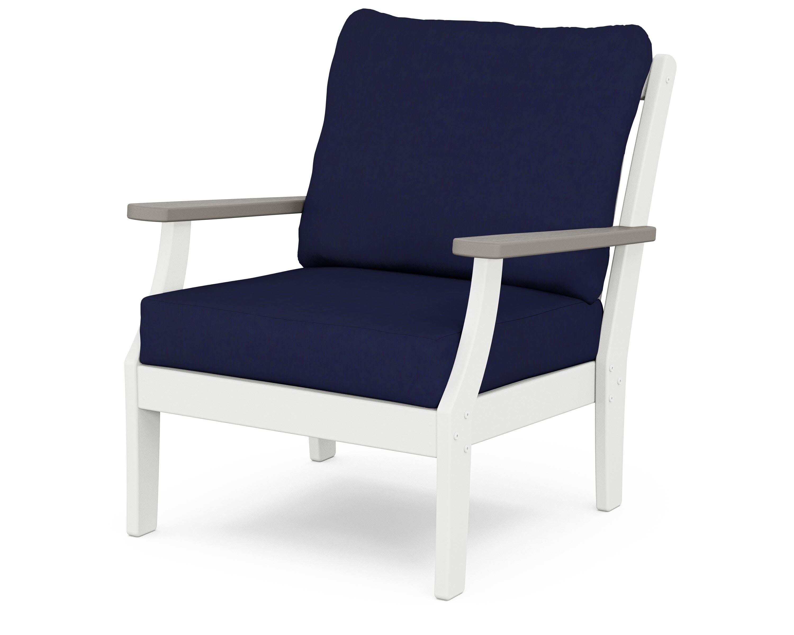 Braxton Deep Seating Chair in White / Driftwood / Navy