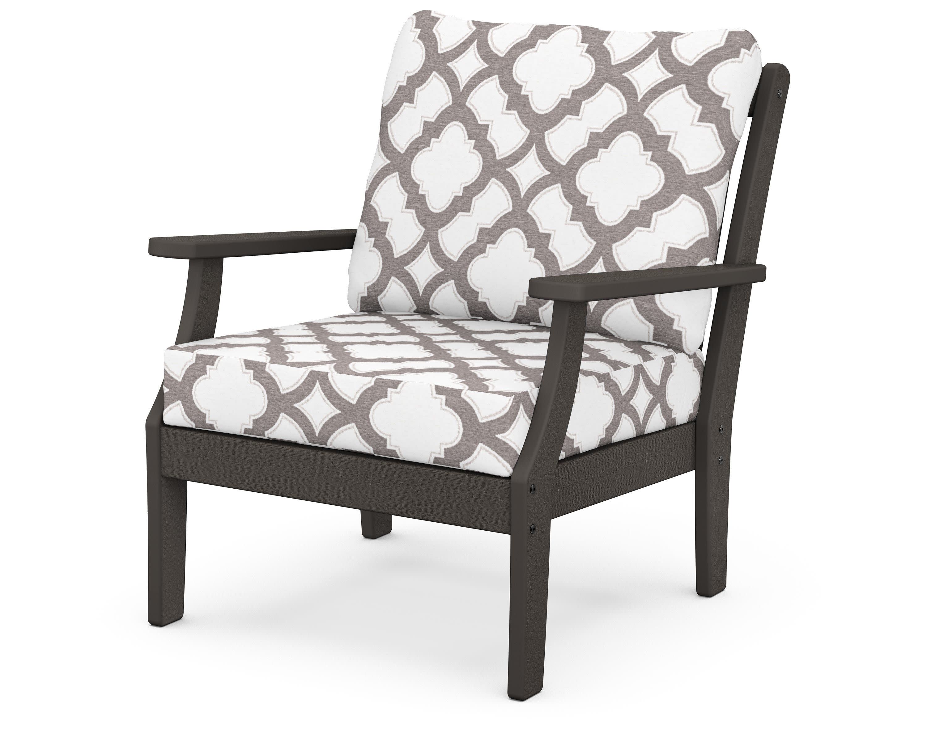 Braxton Deep Seating Chair in Vintage Coffee / Trellis Grey Mist