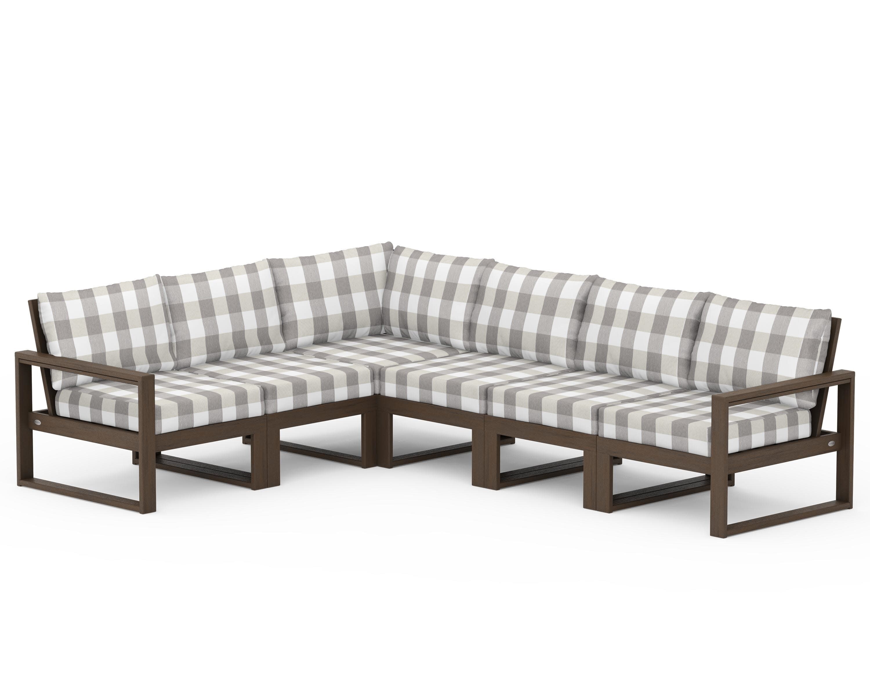EDGE 6-Piece Modular Deep Seating Set in Kona / Buffalo Plaid Grey Mist