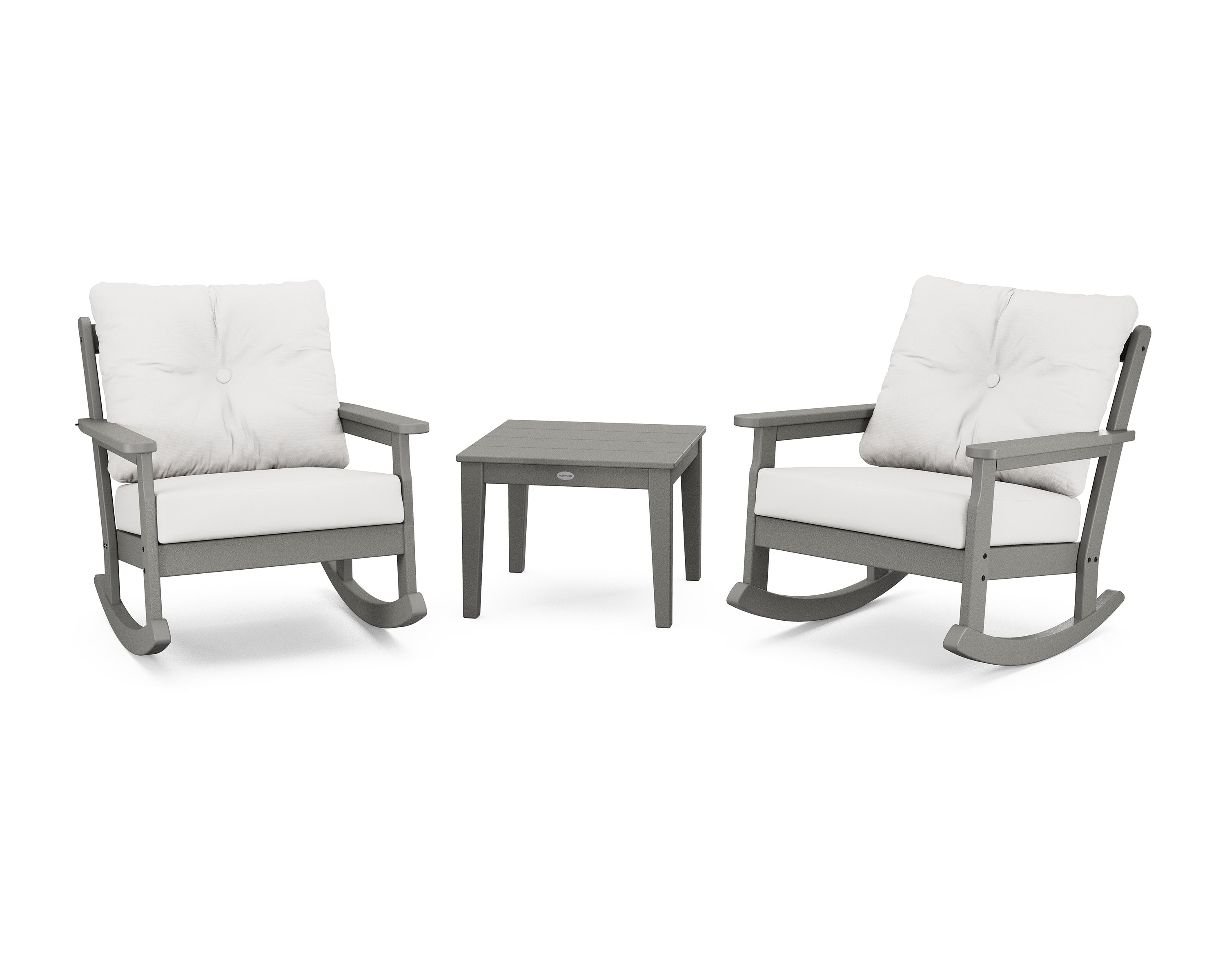 Vineyard 3-Piece Deep Seating Rocker Set in Slate Grey / Natural Linen