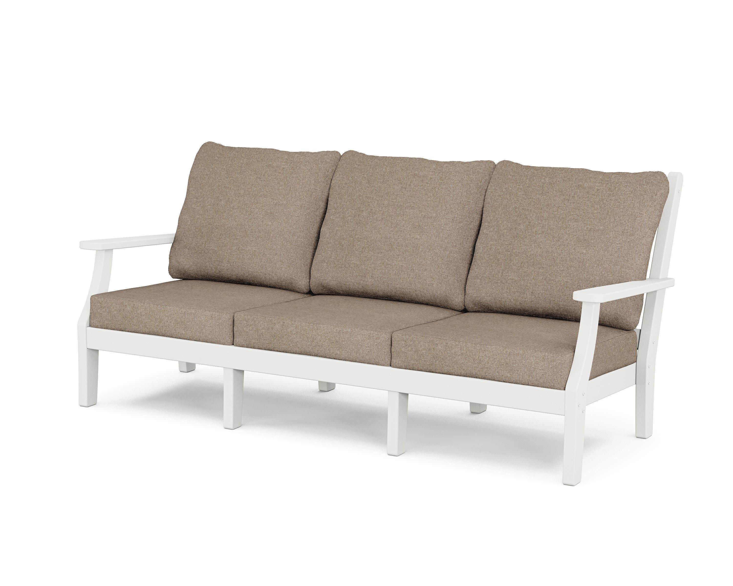 Wovendale Deep Seating Sofa in White / Spiced Burlap
