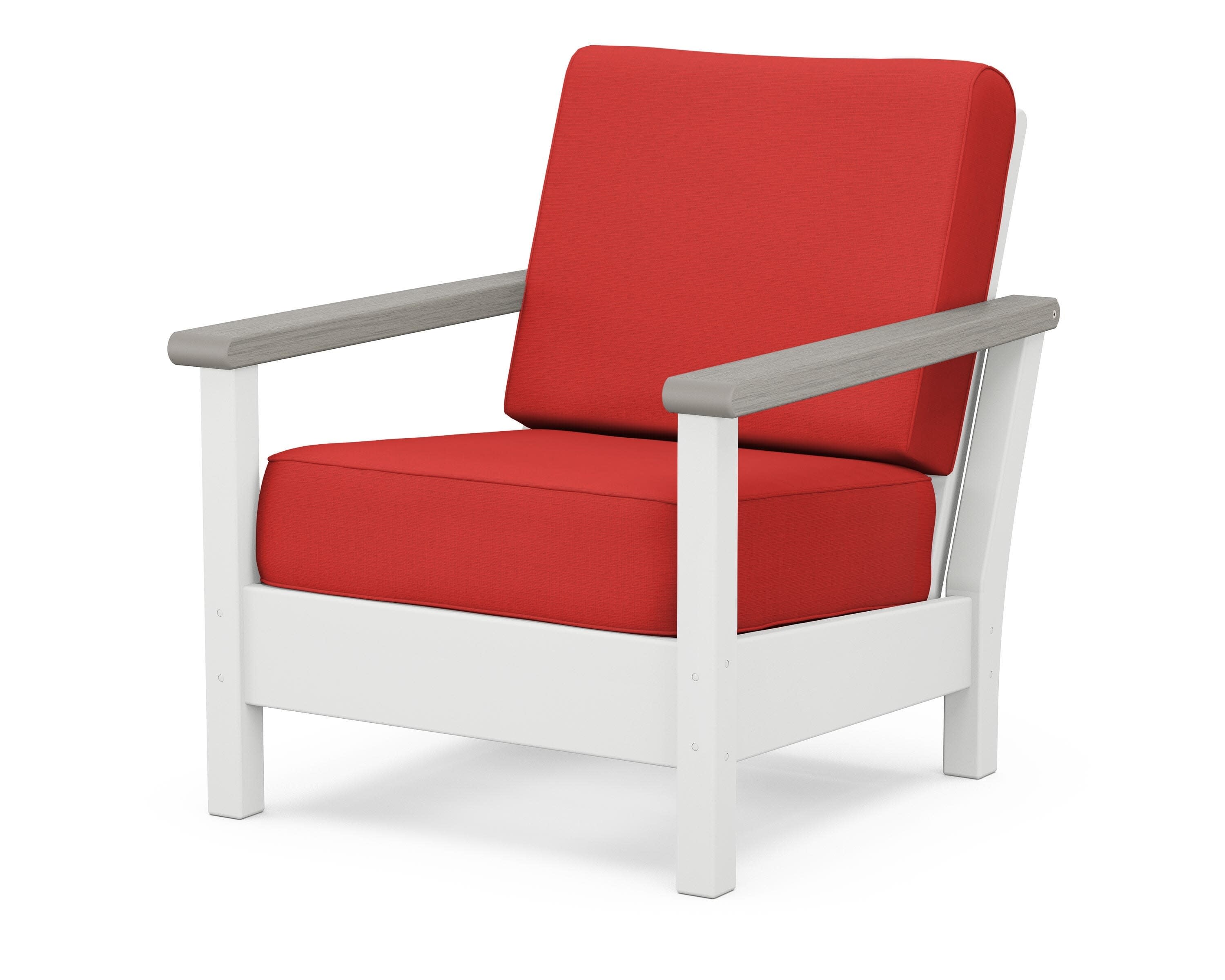 Harbour Deep Seating Chair in White / Driftwood / Crimson Linen