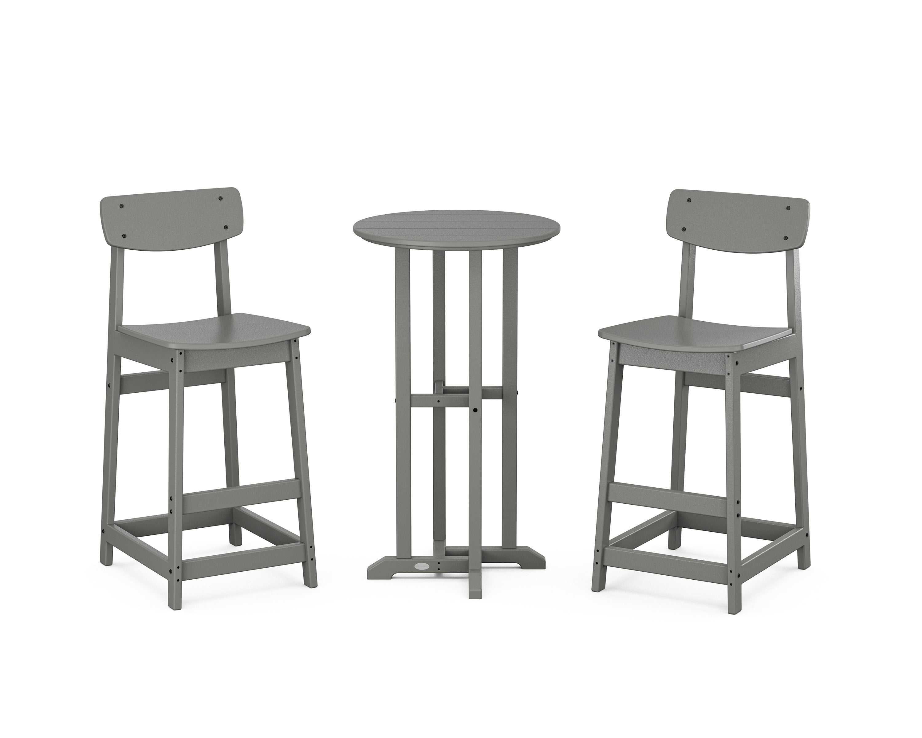 Modern Studio Urban Bar Chair 3-Piece Bistro Set in Slate Grey