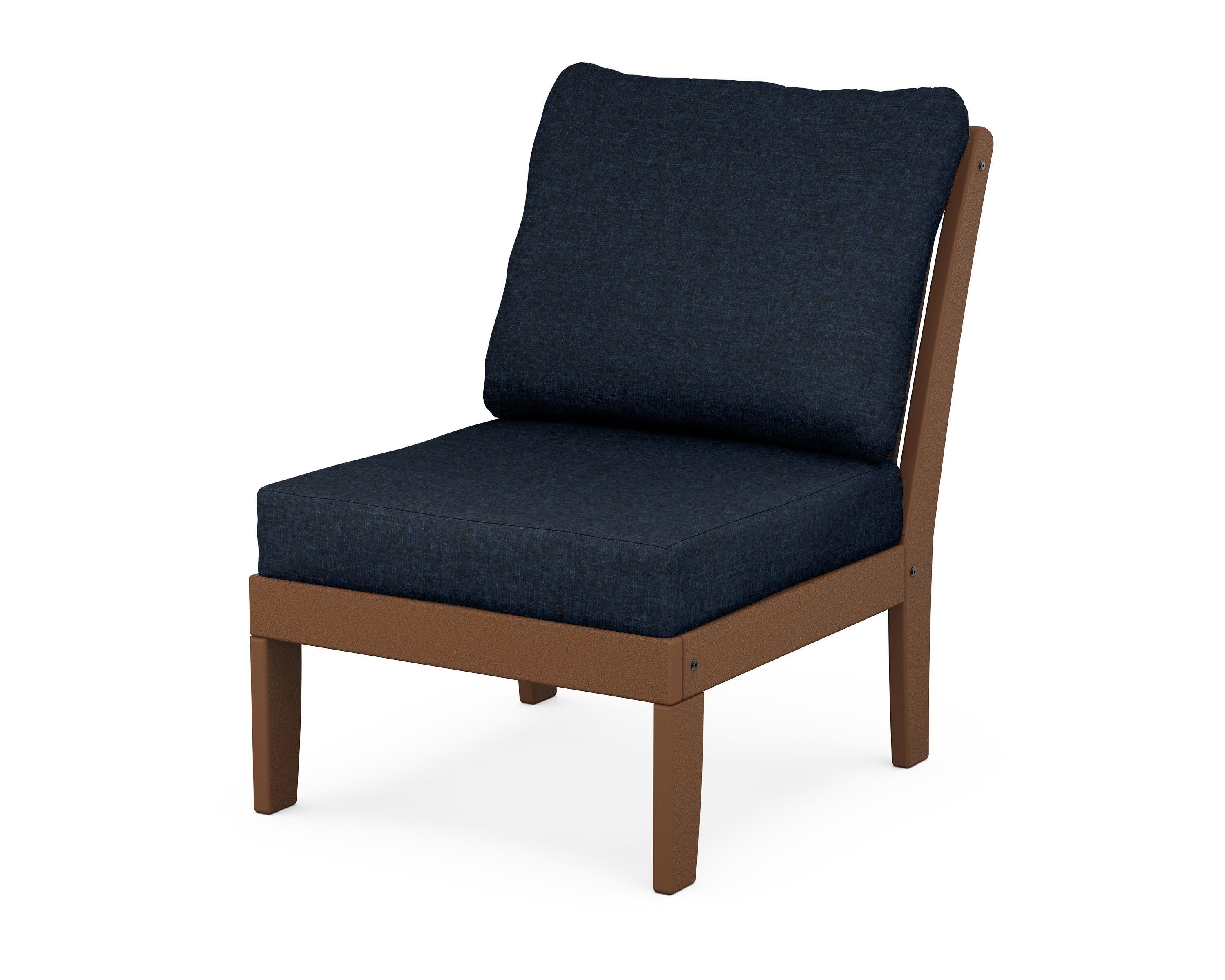 Braxton Modular Armless Chair in Teak / Marine Indigo