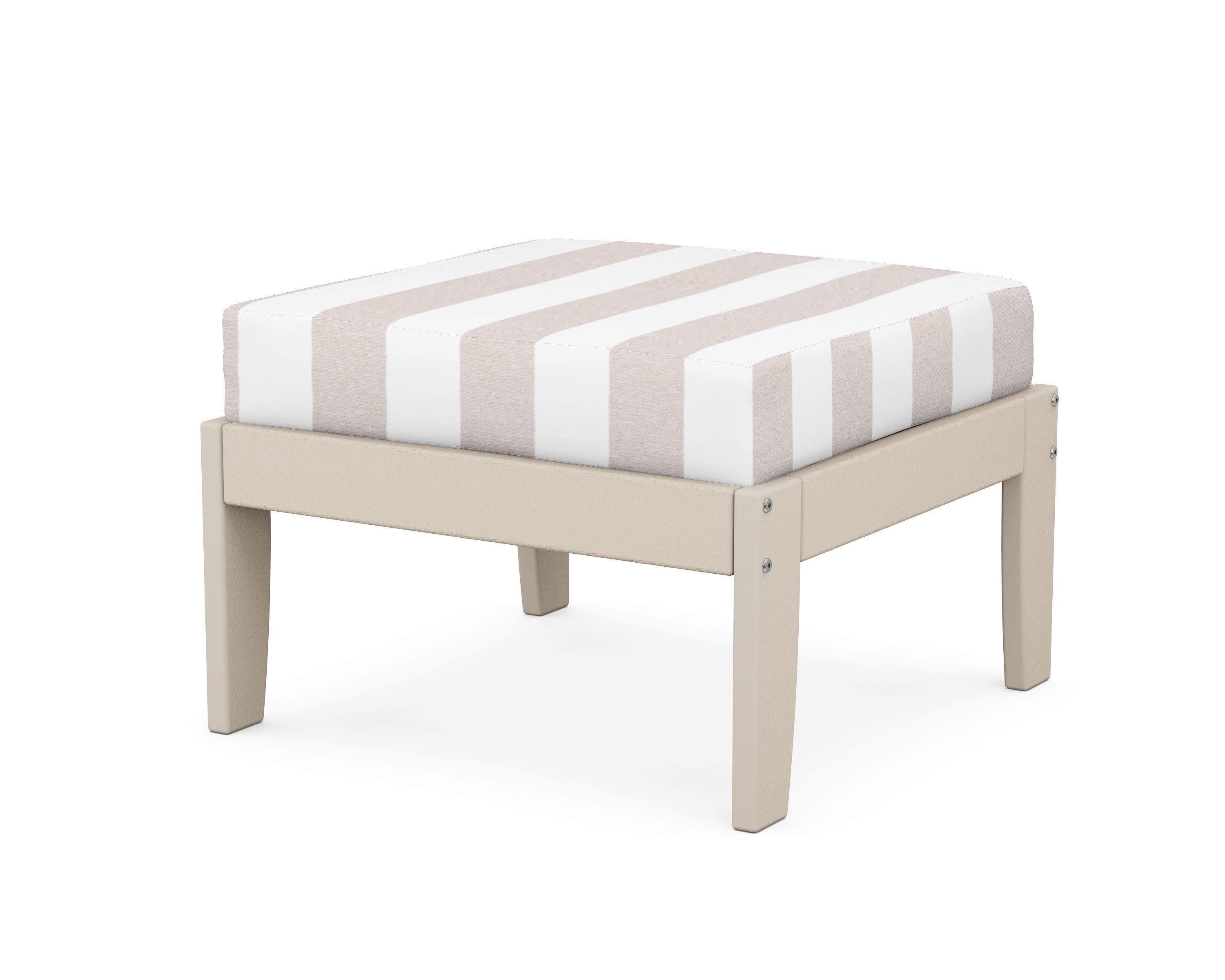 Modular Ottoman - Classic in Sand / Cabana Stripe Dune Burlap