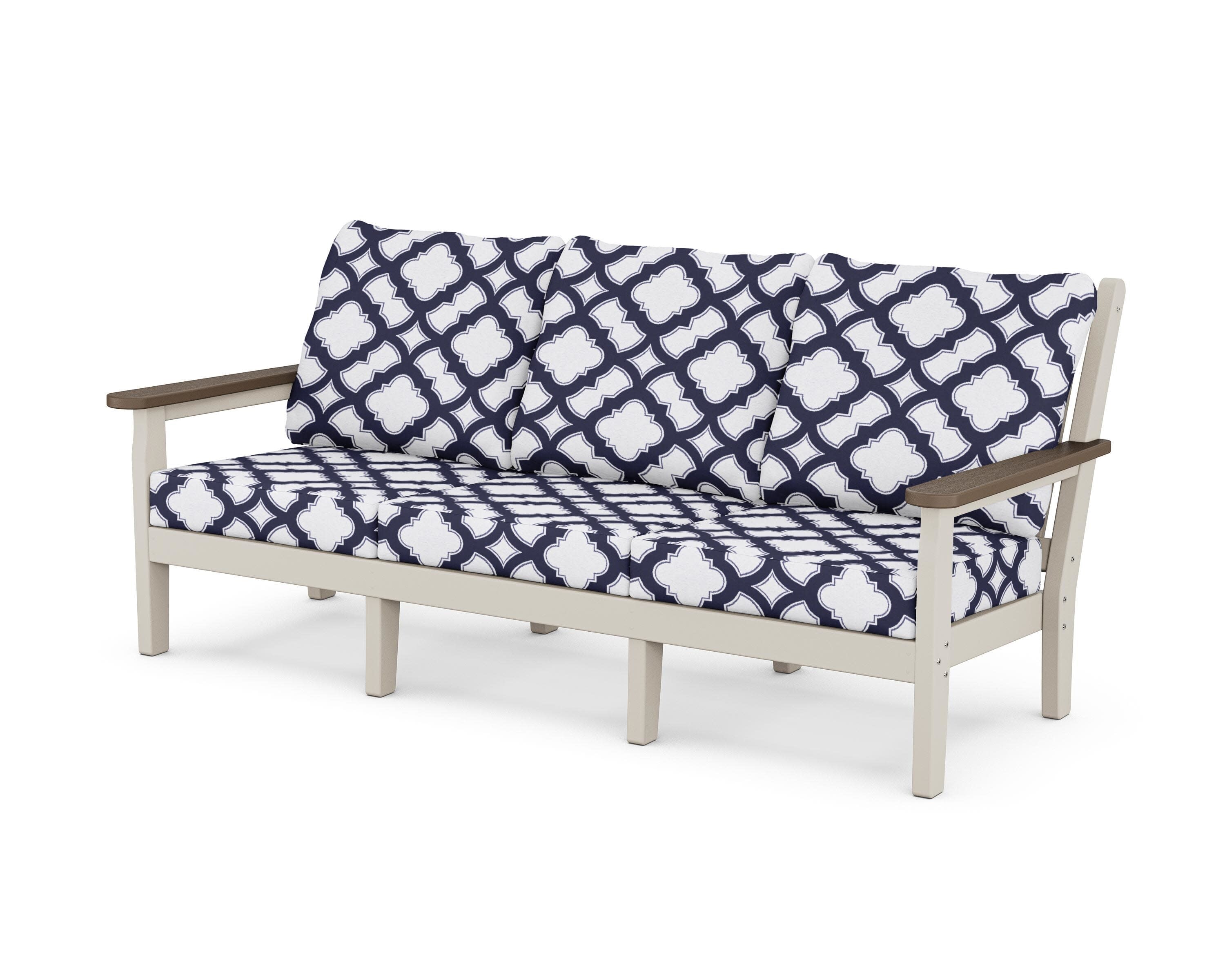 Chippendale Deep Seating Sofa in Sand / Kona / Trellis Navy