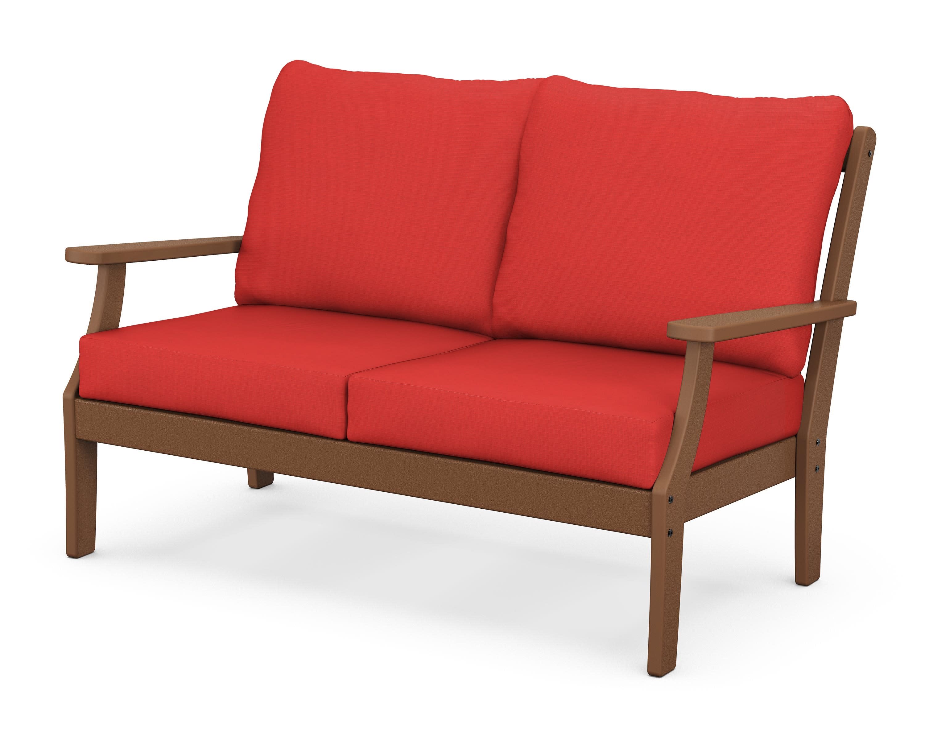 Braxton Deep Seating Loveseat in Teak / Crimson Linen