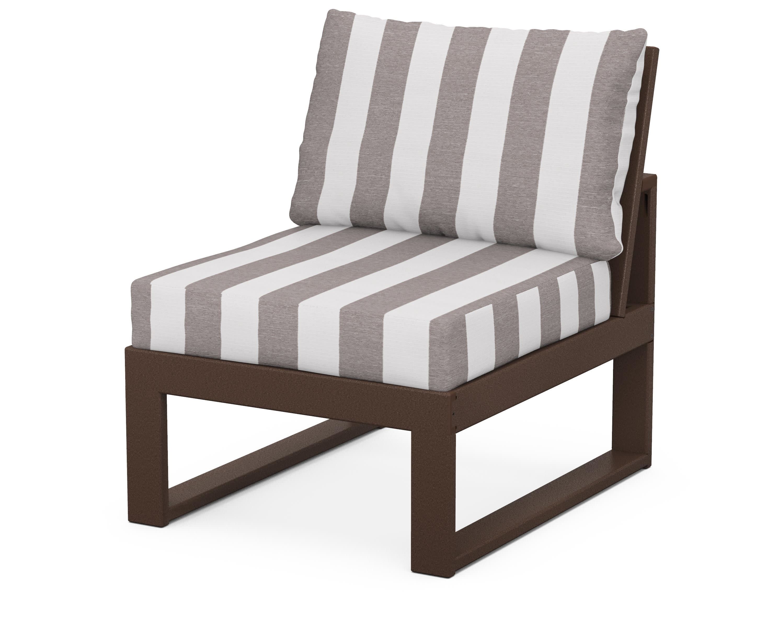 Modular Armless Chair in Mahogany / Cabana Stripe Grey Mist