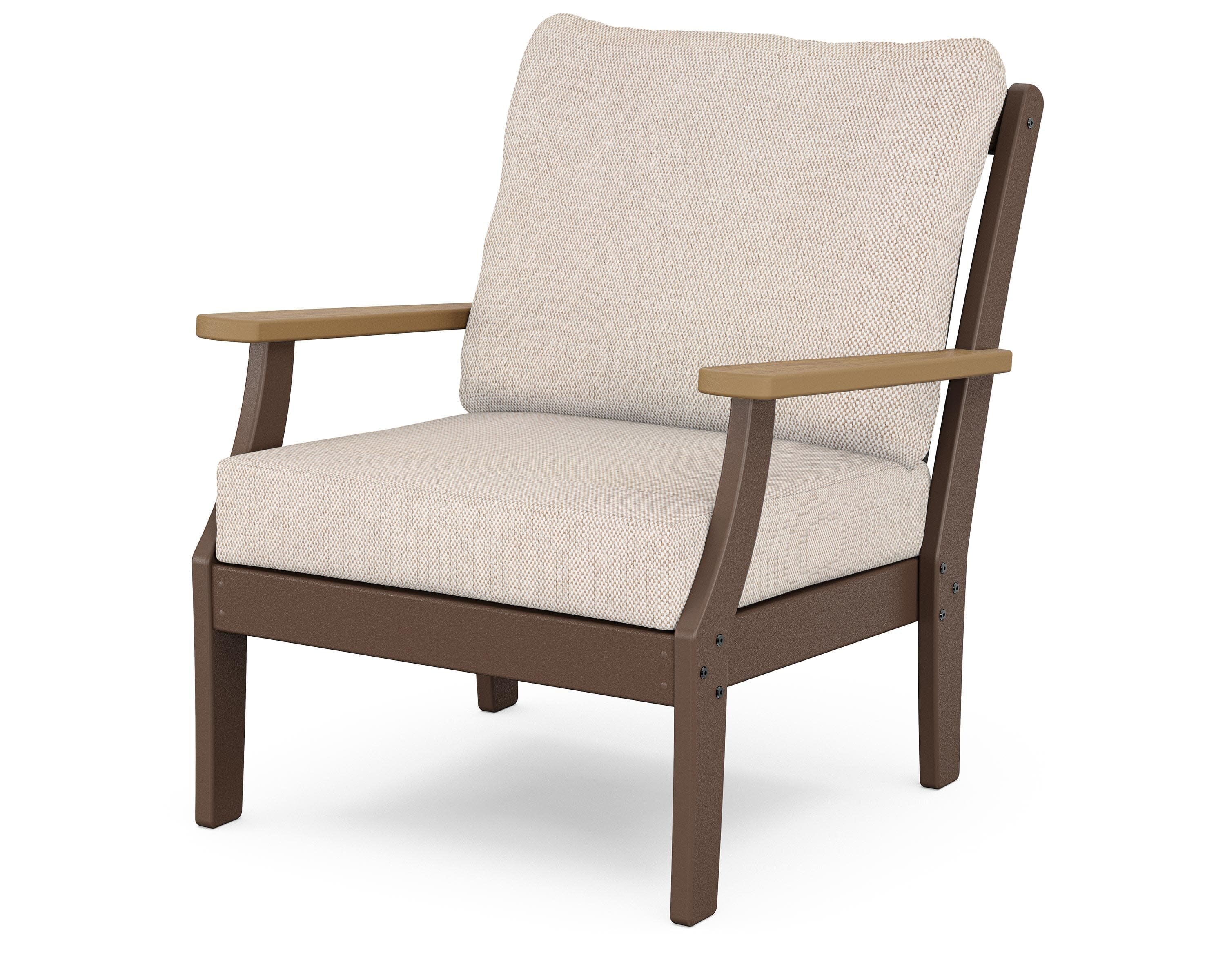 Braxton Deep Seating Chair in Mahogany / Natural / Blend Linen