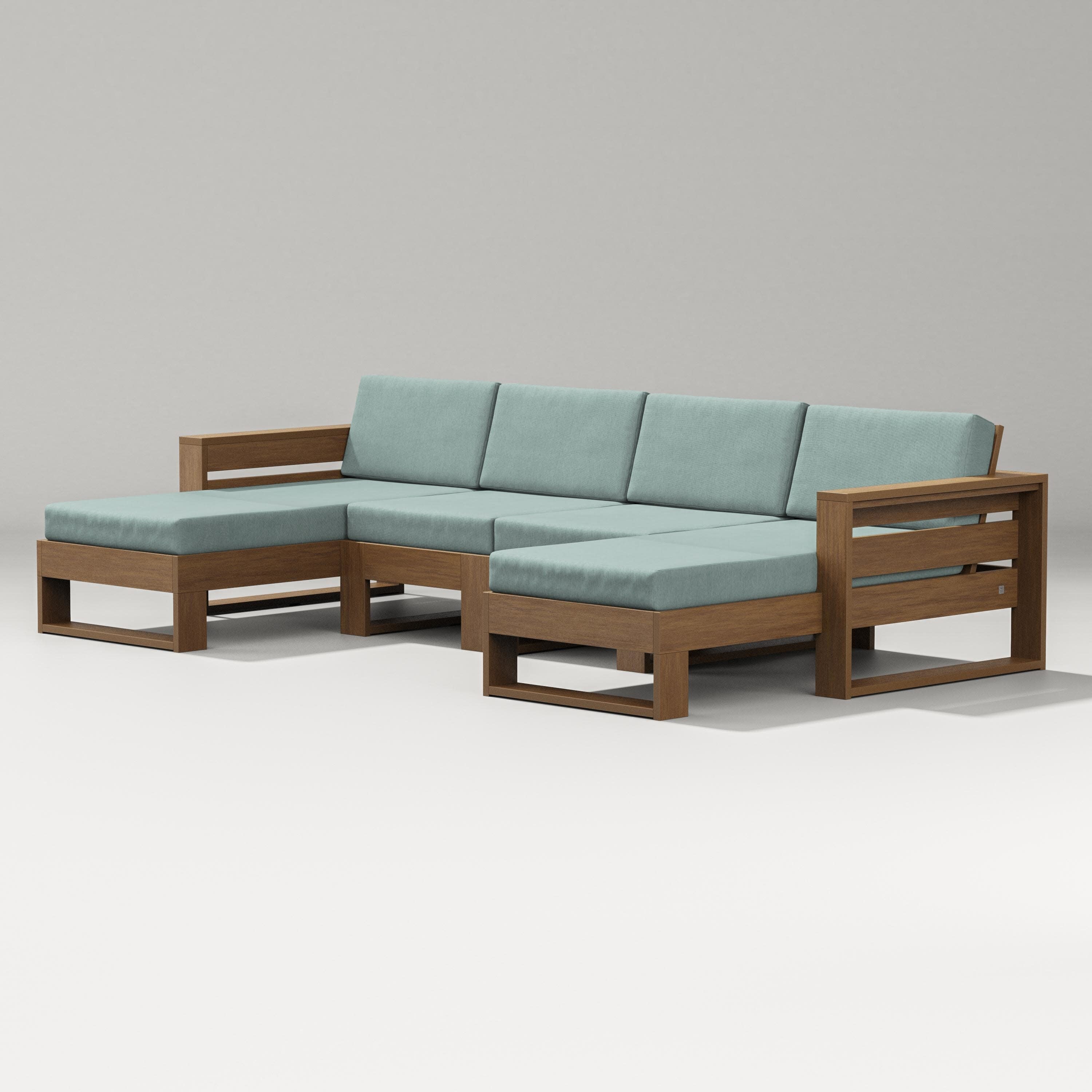 Latitude Double Chaise Sectional in Natural / Glacier Spa