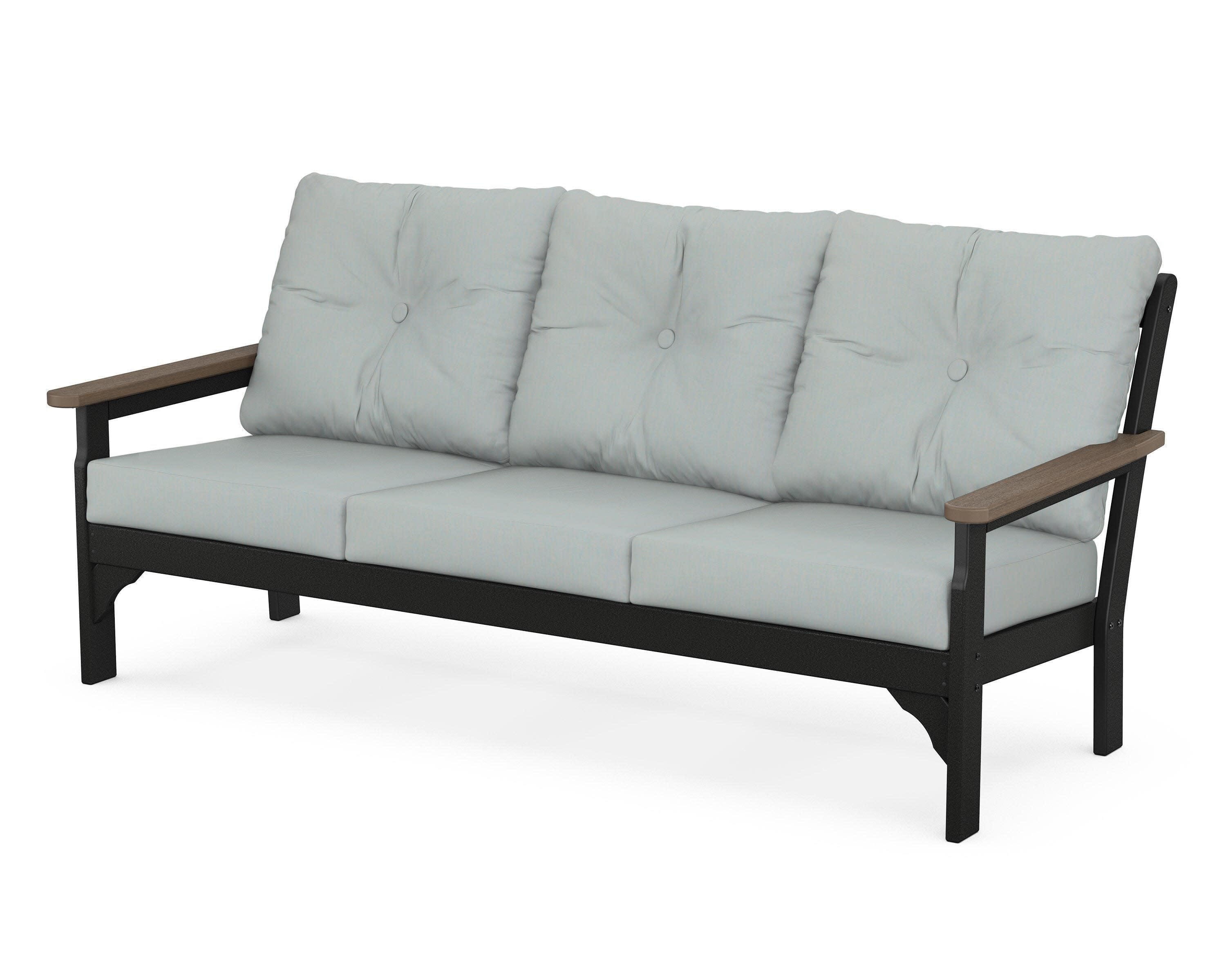 Vineyard Deep Seating Sofa in Black / Kona / Spa