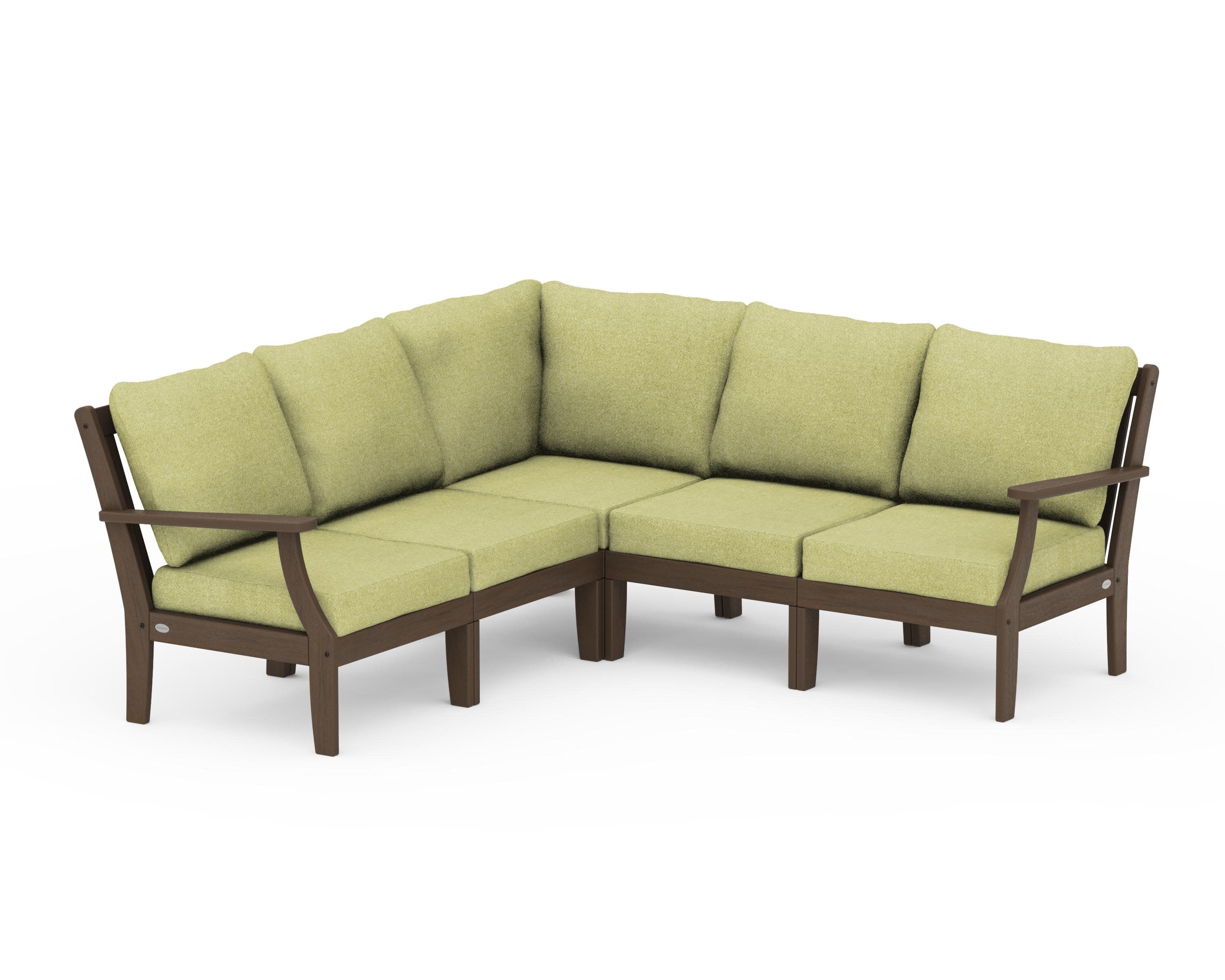 Braxton Modular 5-Piece Deep Seating Set in Kona / Chartreuse Boucle