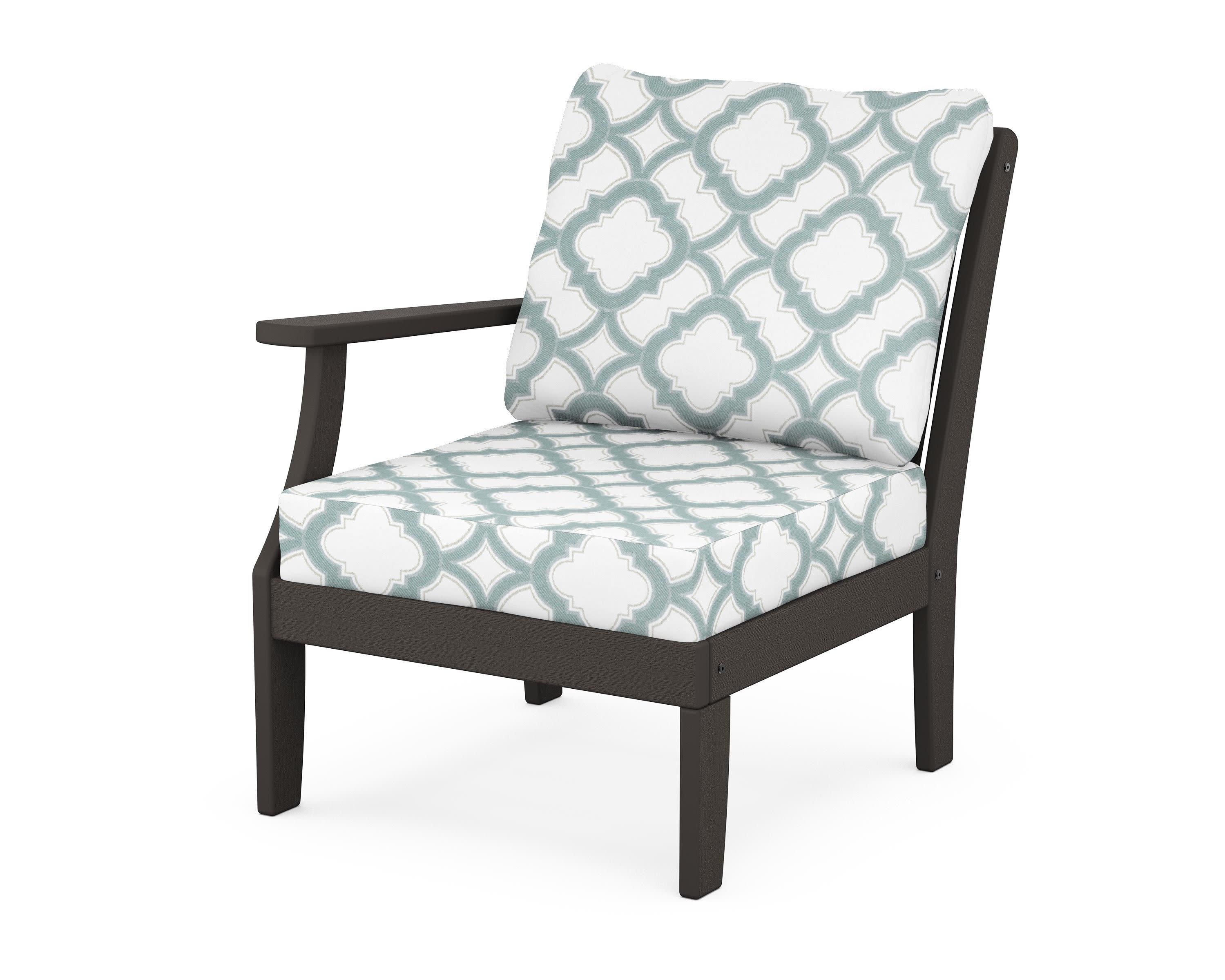 Braxton Modular Left Arm Chair in Vintage Coffee / Trellis Glacier Spa