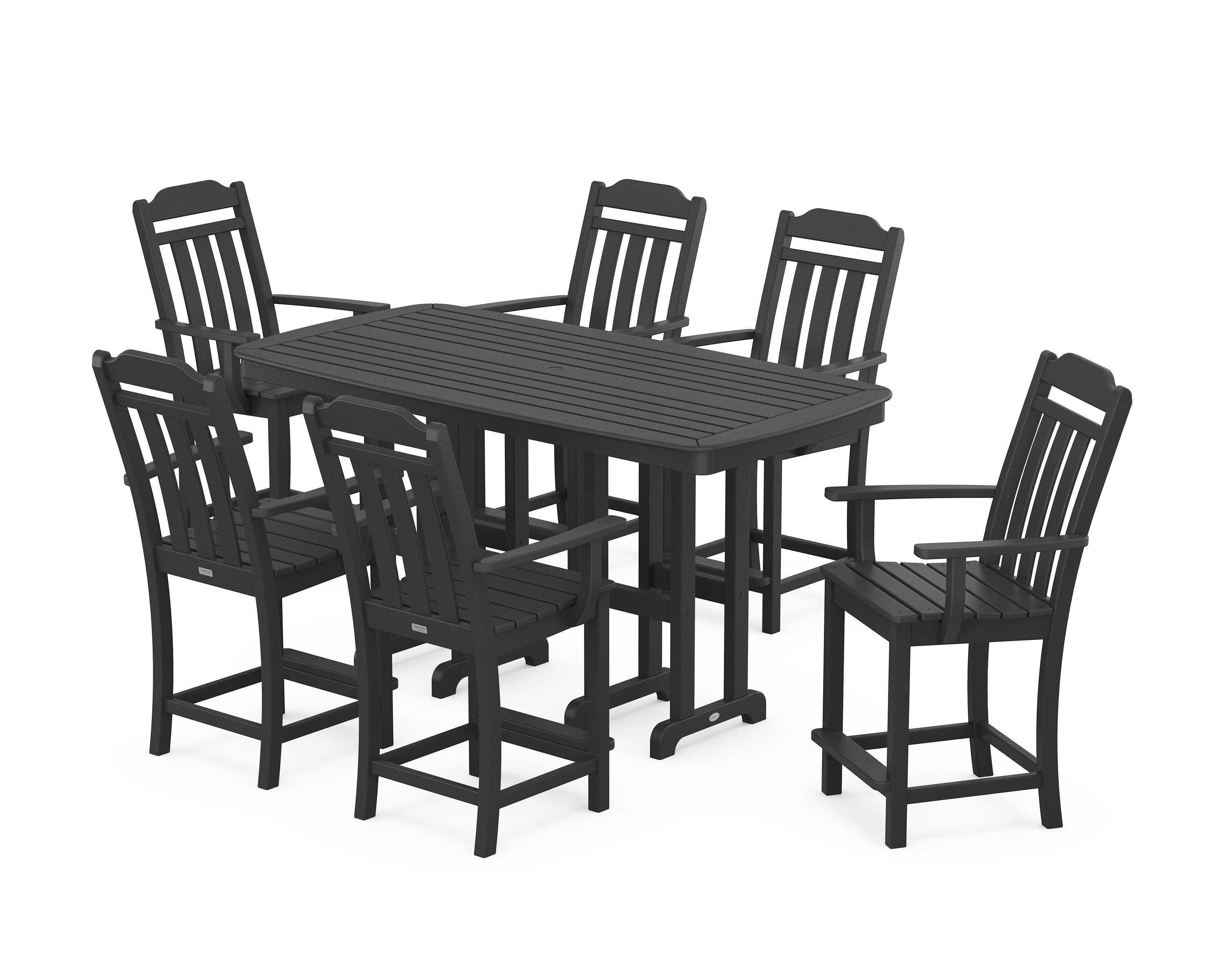Cottage Arm Chair 7-Piece Counter Set in Black