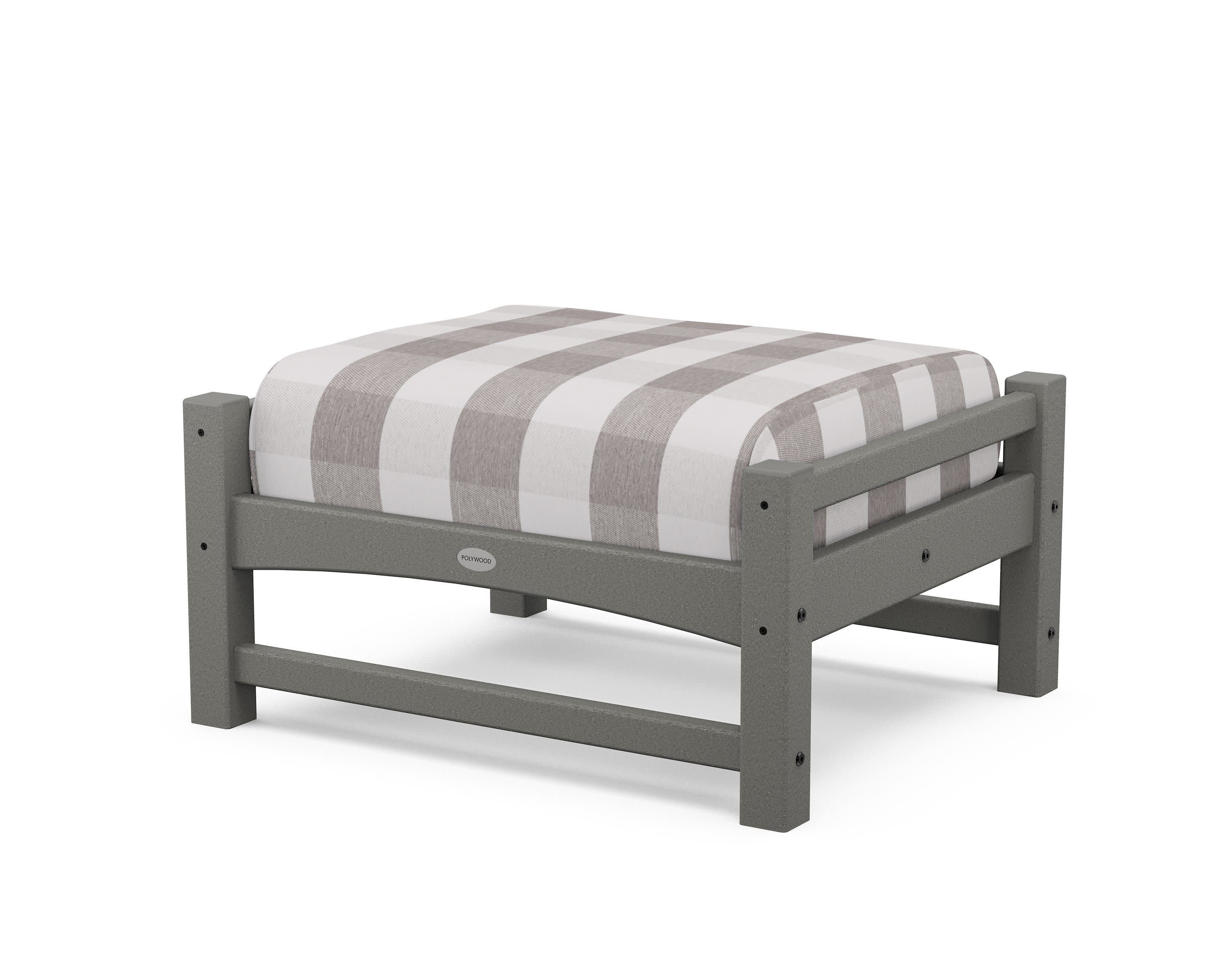 Club Ottoman in Slate Grey / Buffalo Plaid Grey Mist