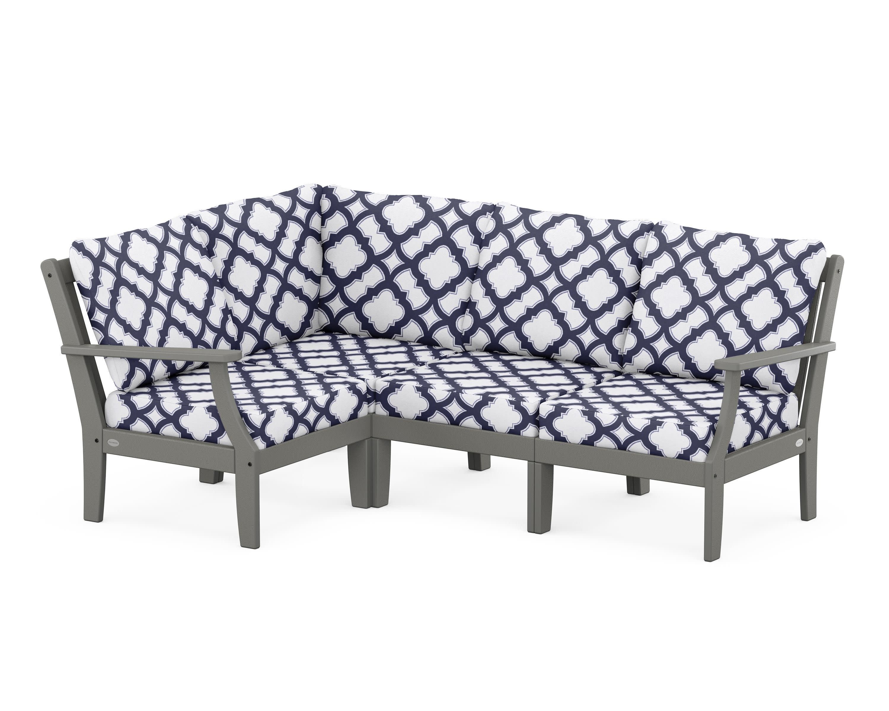Braxton Modular 4-Piece Deep Seating Set in Slate Grey / Trellis Navy