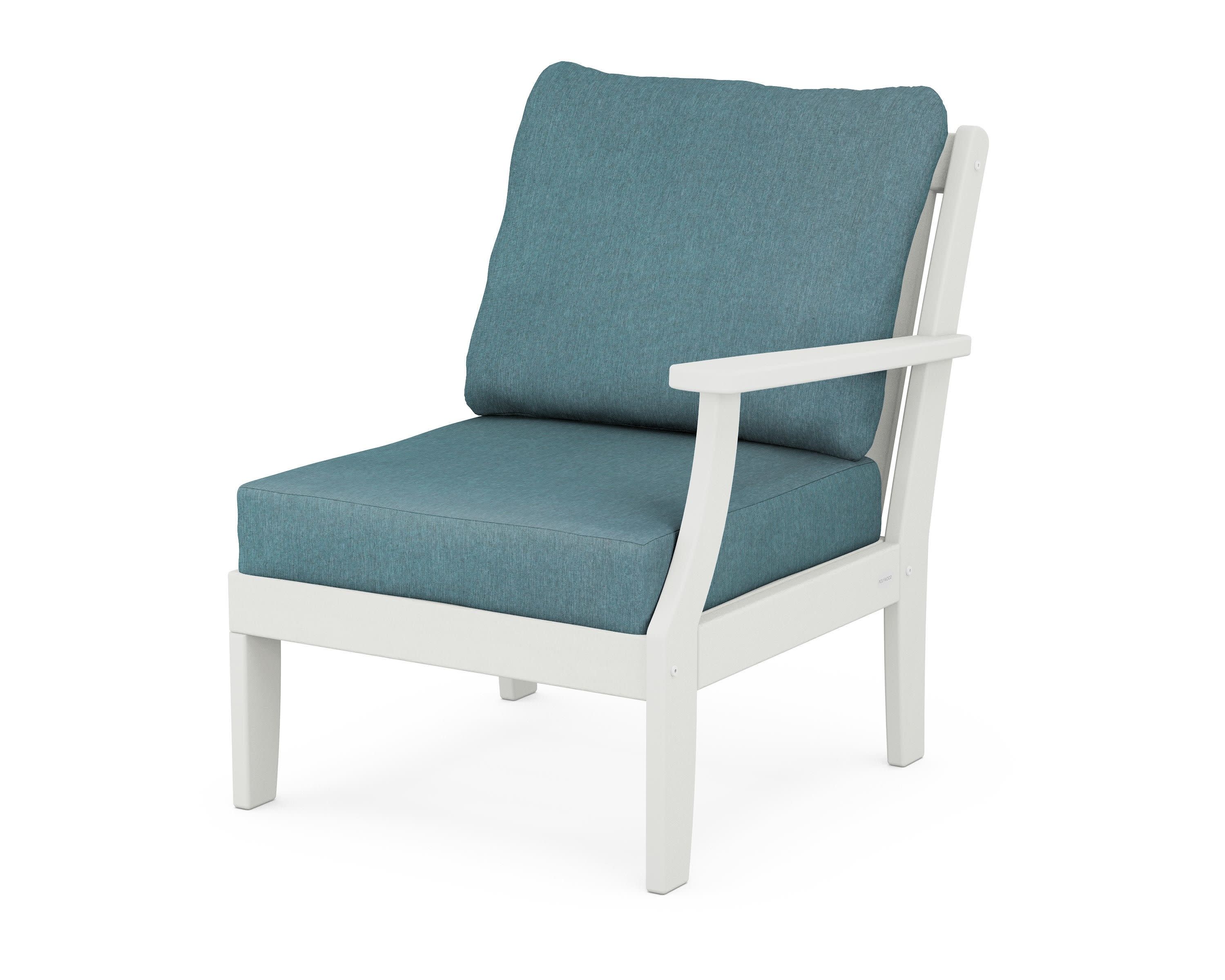 Braxton Modular Right Arm Chair in Vintage White / Ocean Teal